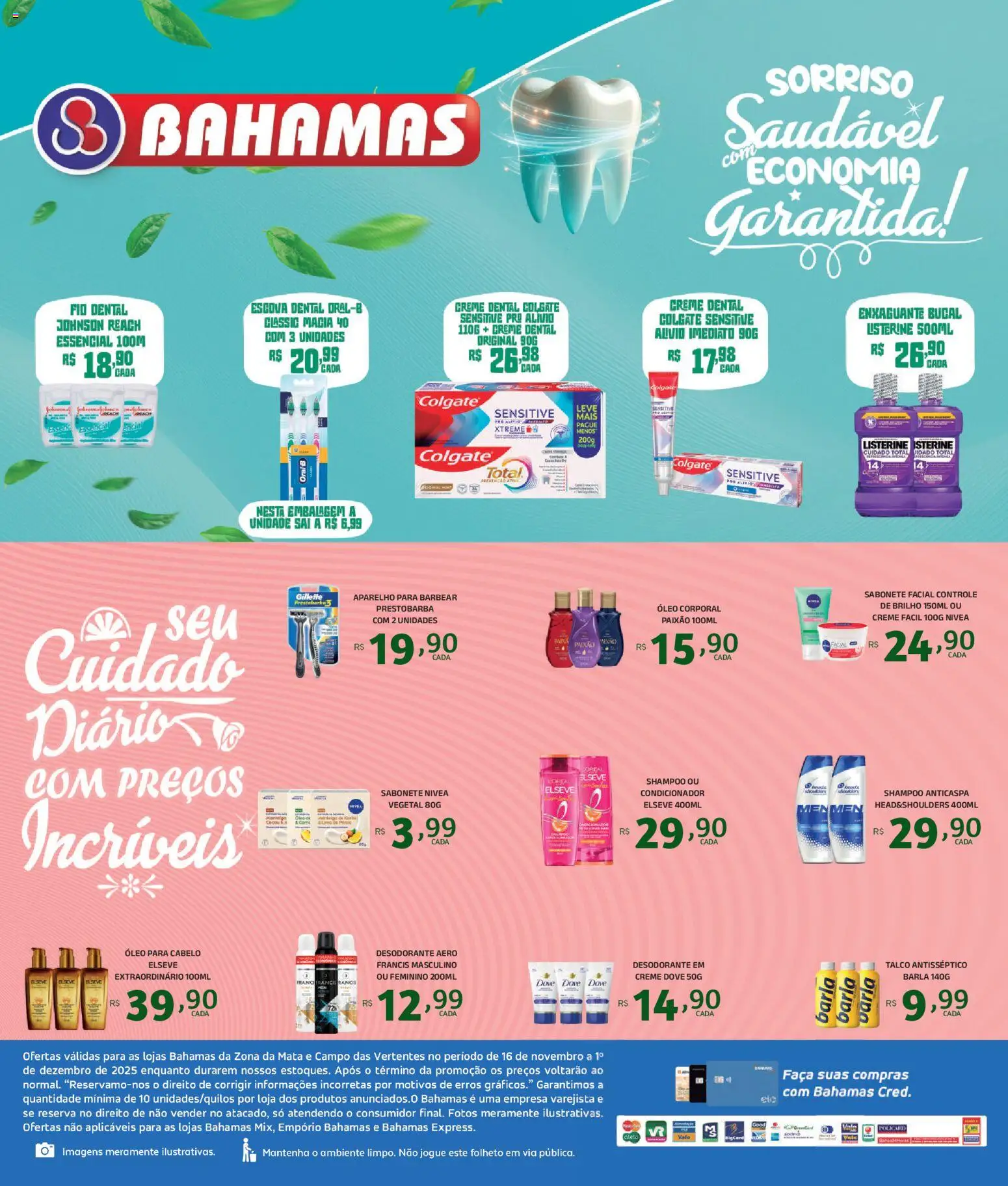 Bahamas Supermercados Folheto - válido de 16.11.2025 | Página: 2 | Produtos: Shampoo, Escova, Desodorante, Faca