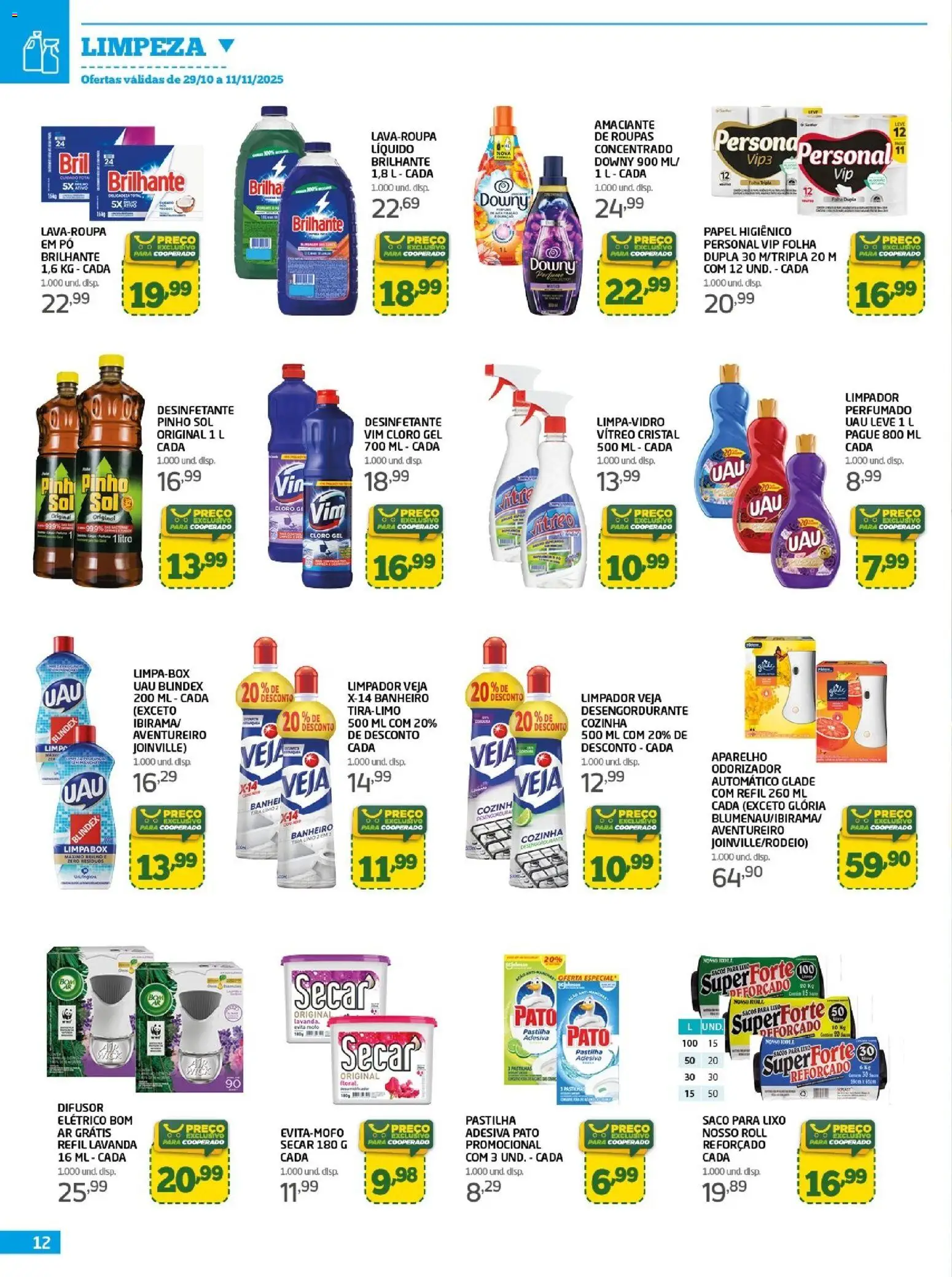 Cooper Folheto - válido de 29.10.2025 | Página: 12 | Produtos: Pó, Cloro, Desengordurante, Papel higiênico