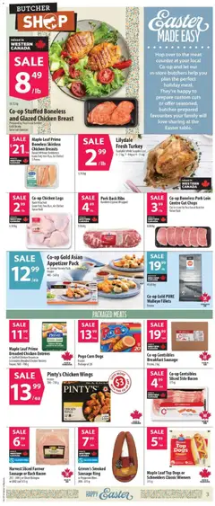 Preview of Co-op Stuffed Boneless and Glazed Chicken Breast, Prepared by Your Local Butcher, Grill-Ready, Selected Varieties from shop Co-op Food valid from 02.04.2026 | Page: 5 | Products: Chicken wings, Chicken breasts, Turkey, Pork
