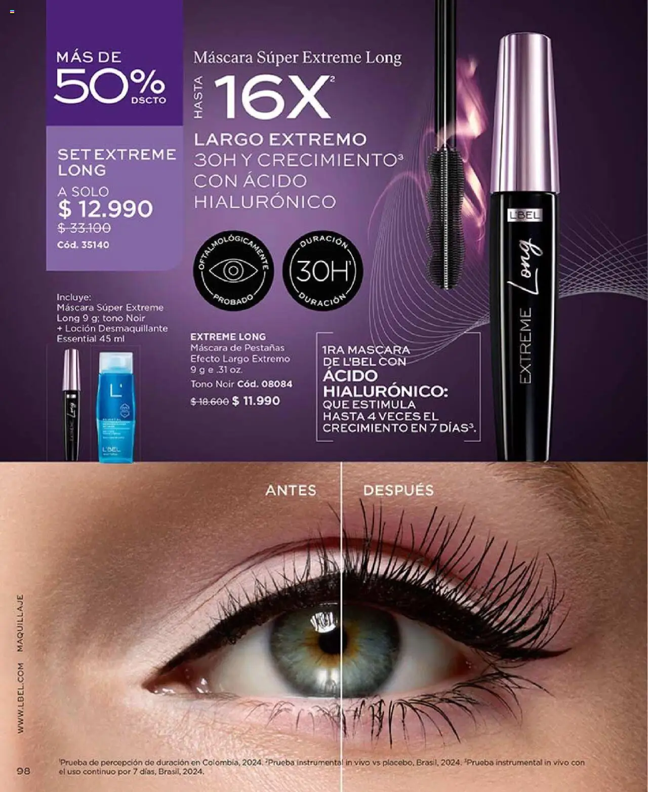Catálogo L'Bel Campaña 13 │ válido desde el 29.07.2025 | Página: 98 | Productos: Desmaquillante, Loción, Maquillaje, Máscara