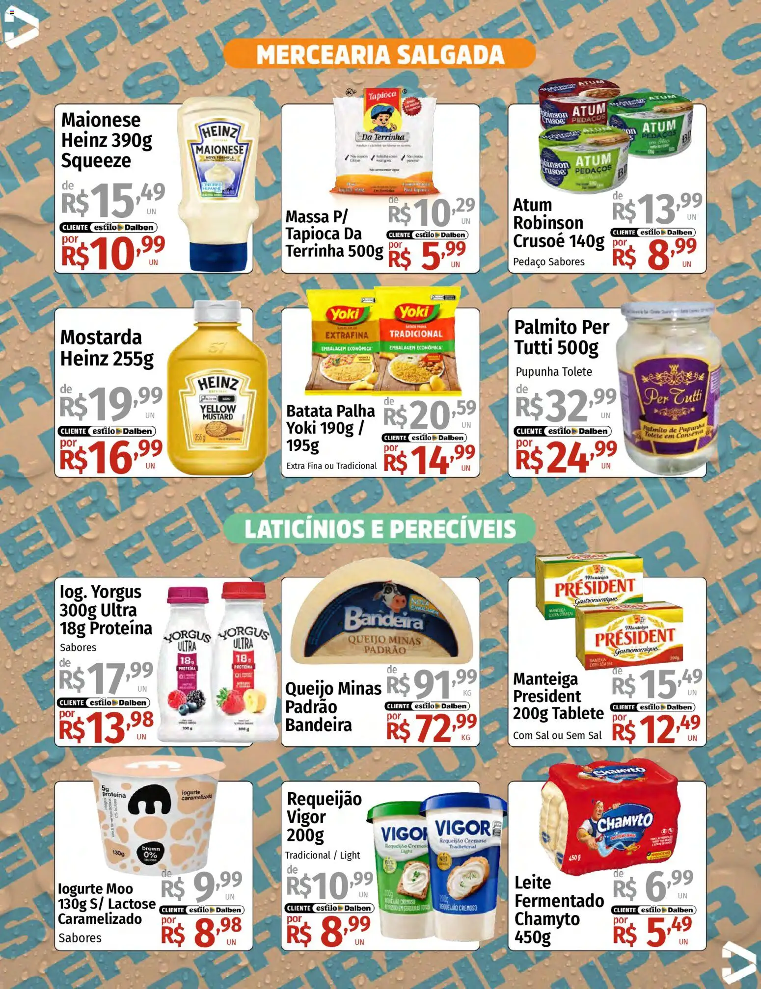 Supermercado Dalben Folheto - válido de 23.03.2026 | Página: 3 | Produtos: Palmito, Manteiga, Queijo, Atum