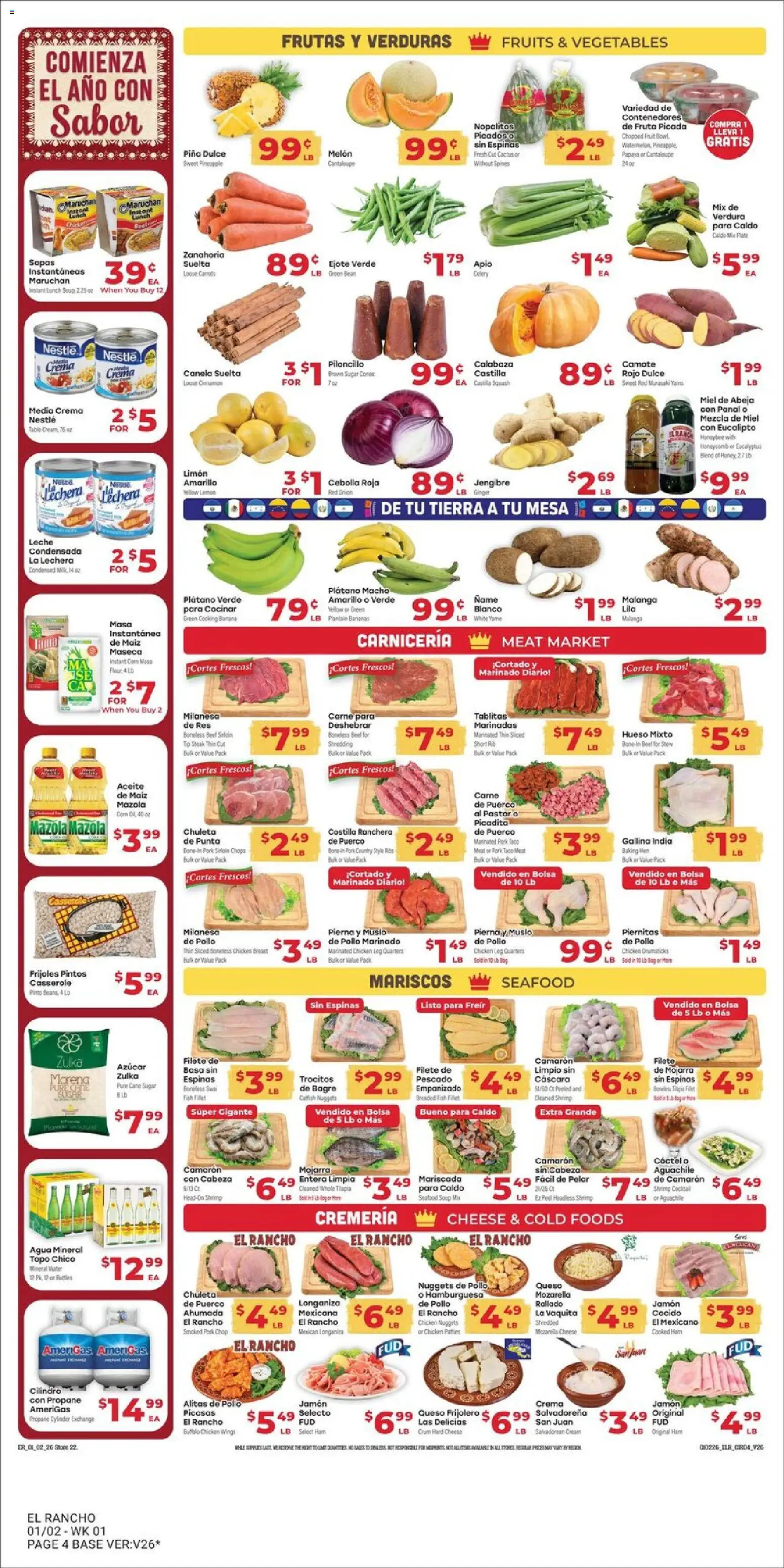 El Rancho Weekly Ad - valid from 02.01.2026 | Page: 4 | Products: Cheese, Cream, Fruits, Melon