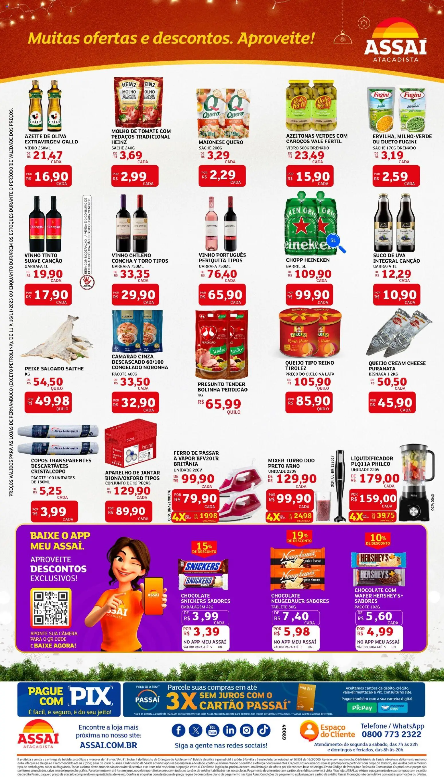 Assaí Atacadista Folheto - válido de 11.11.2025 | Página: 2 | Produtos: Presunto, Suco, Vinho, Heineken