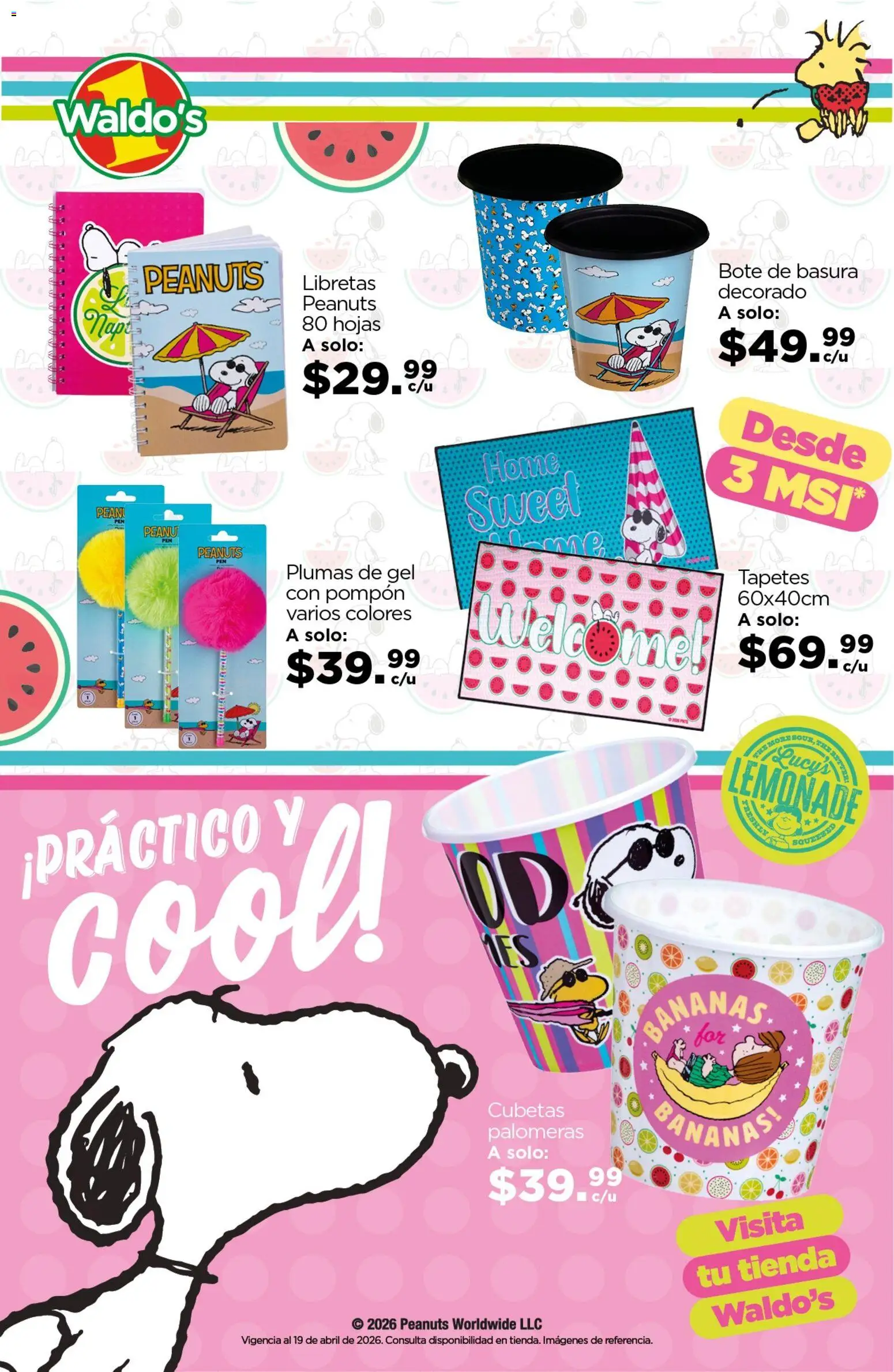 Nuevas ofertas de Waldo's válidas en toda la República Mexicana desde el 04.03.2026. ¡Encuentra las mejores ofertas en Waldo's catálogo Peanuts! | Página: 2 | Productos: Bote de basura