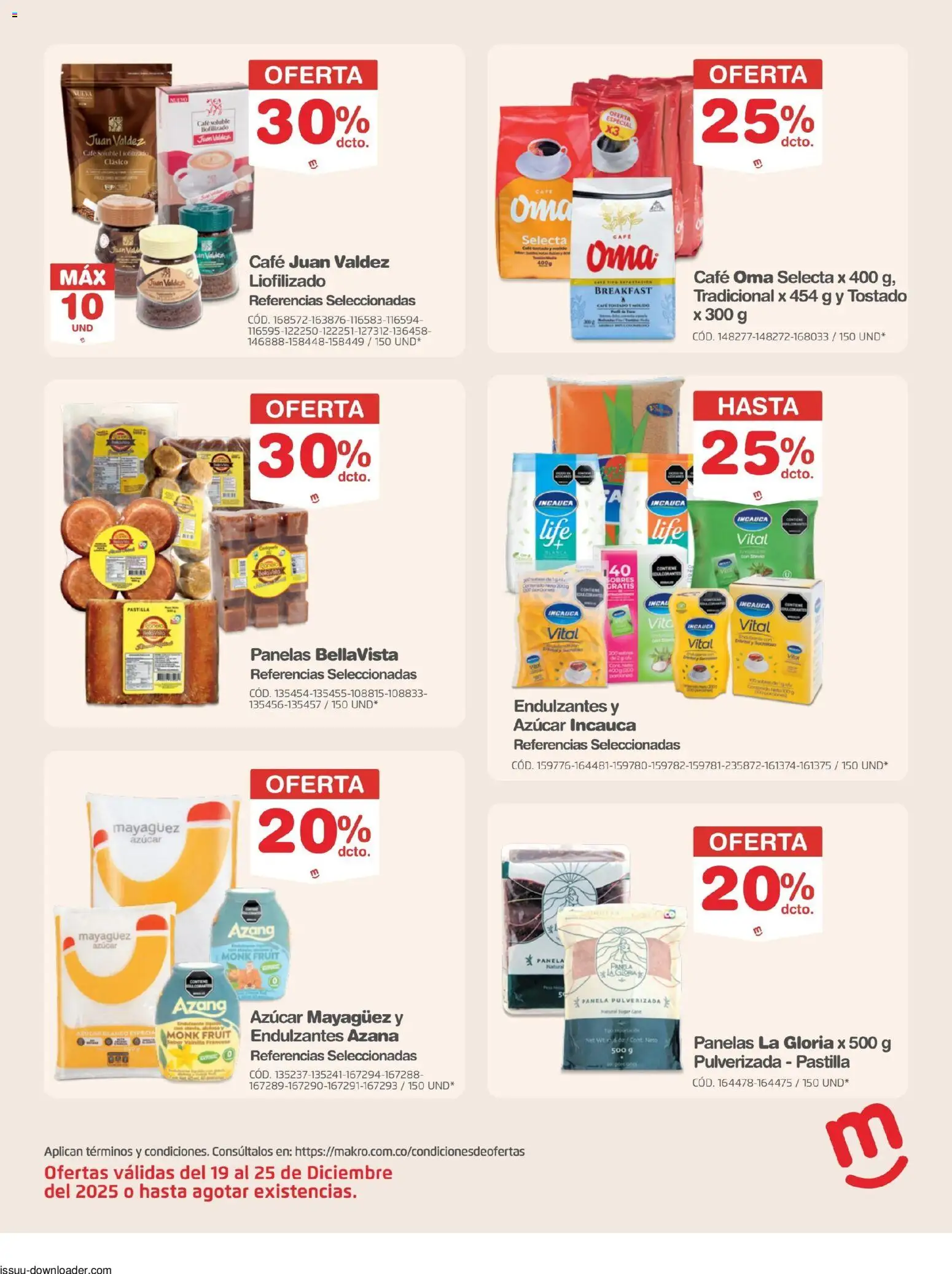 Makro revista - valida desde el 19.12.2025 | Página: 19 | Productos: Azucar, Panela, Café