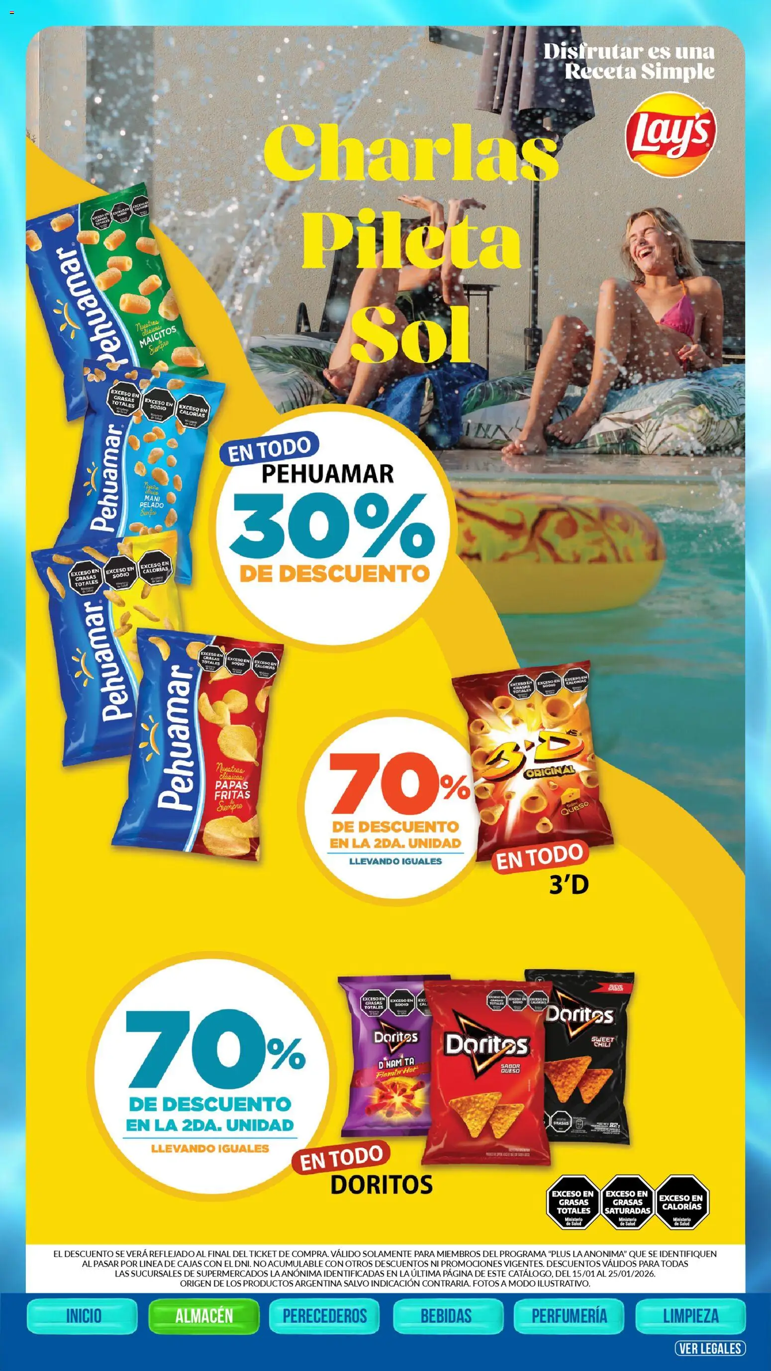 La Anonima catálogo │ válido desde el 15.01.2026 | Página: 11 | Productos: Pileta, Mani, Queso, Papas fritas