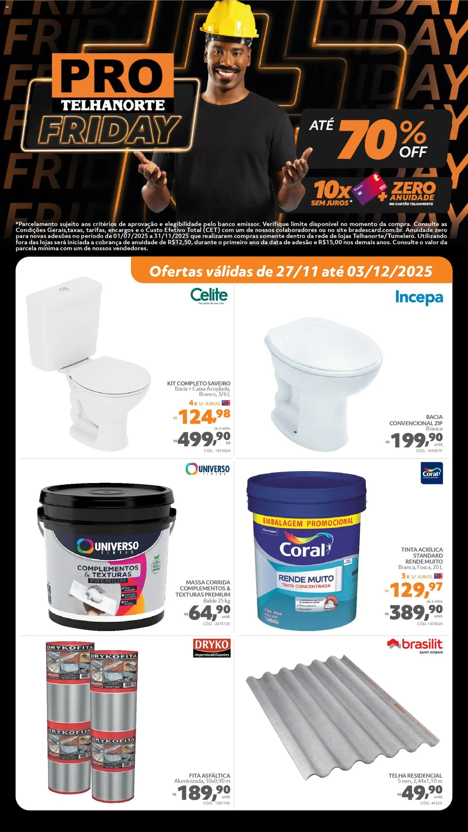 Telhanorte Folheto - válido de 27.11.2025 | Página: 1 | Produtos: Massa corrida, Banco, Fita, Balde