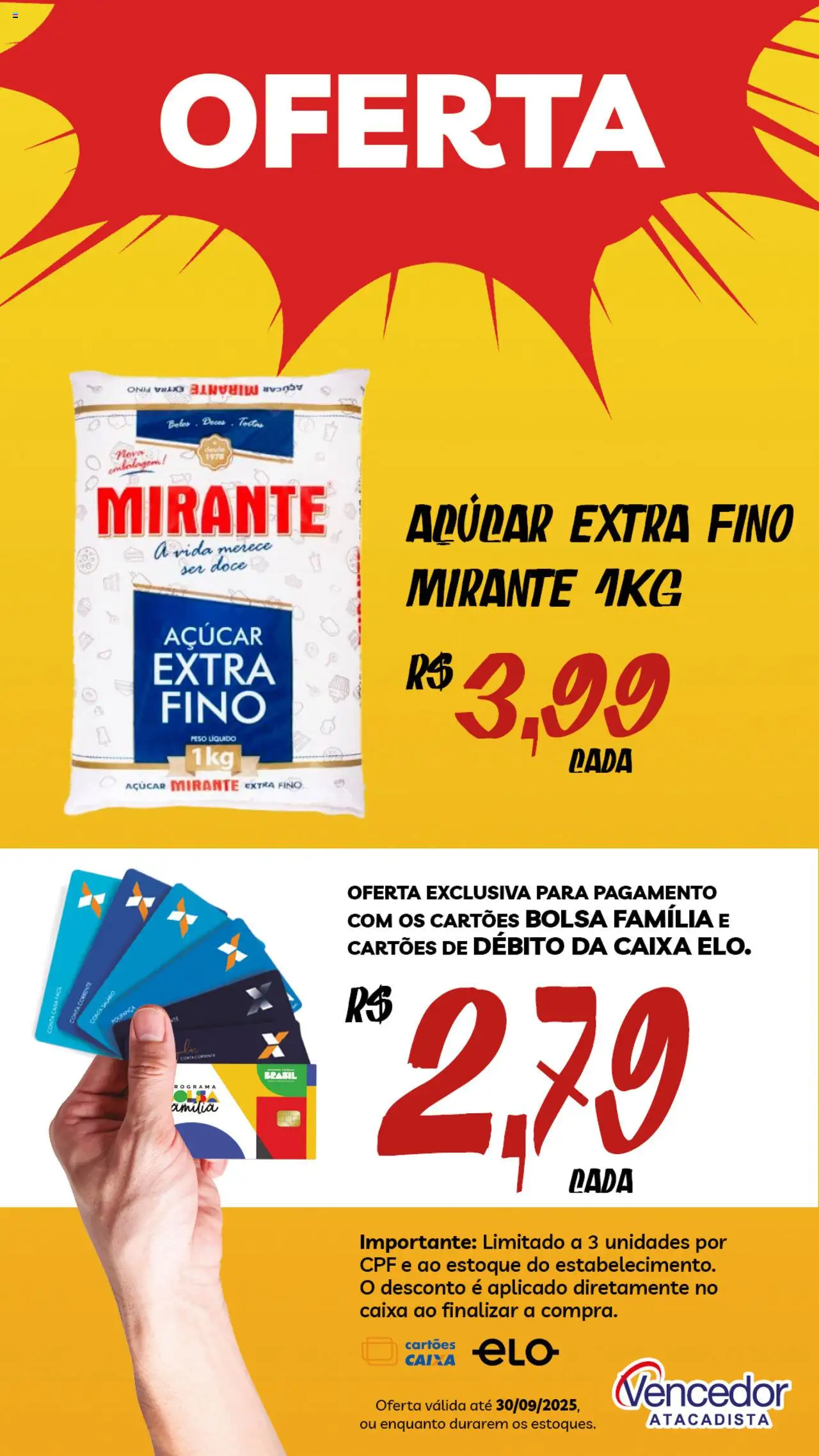 Vencedor Atacadista Folheto - válido de 08.09.2025 | Página: 4 | Produtos: Caixa, Açúcar, Bolsa