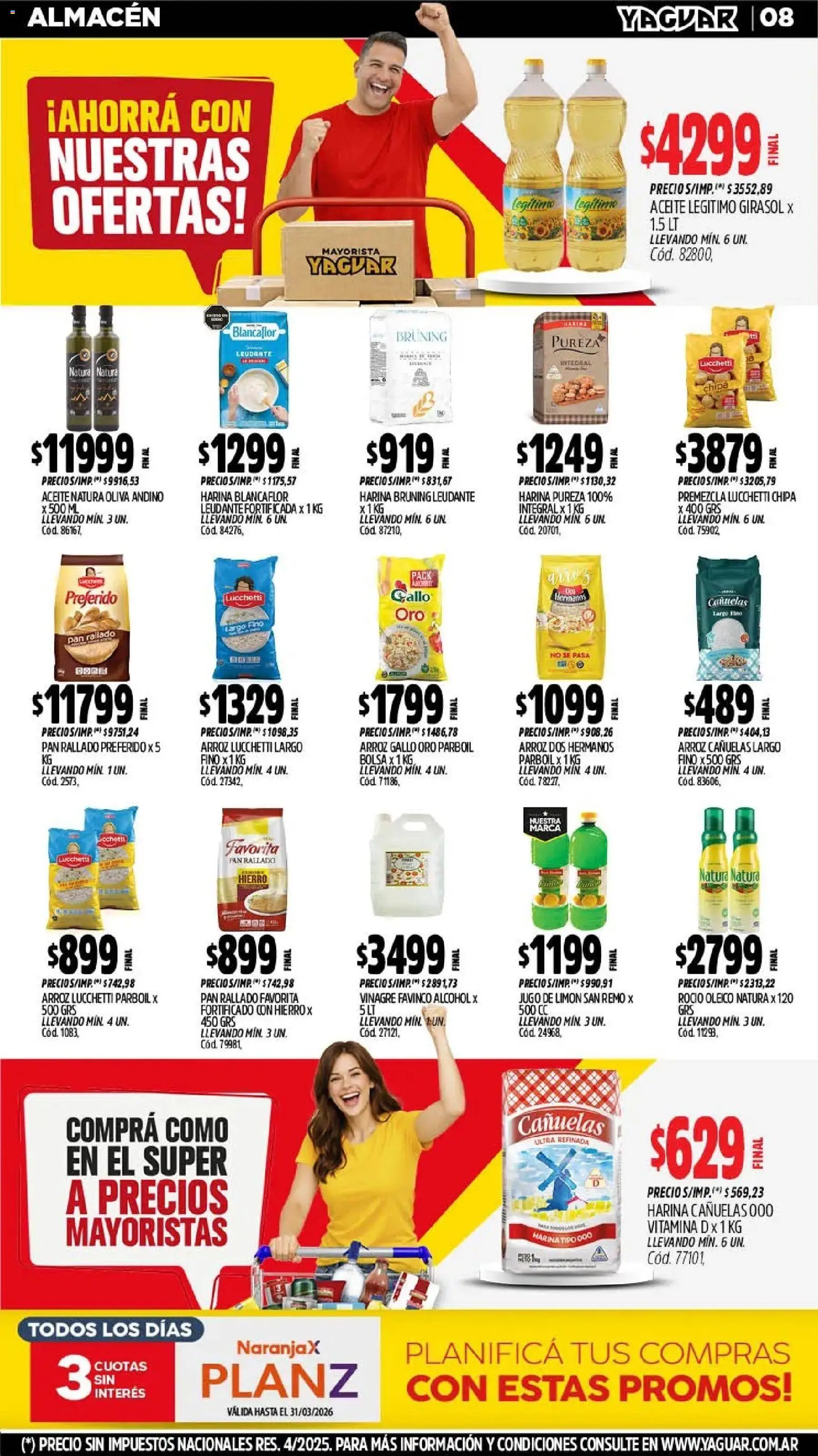 Yaguar - Oferta Semanal Neuquen │ válido desde el 02.03.2026 | Página: 8 | Productos: Harina, Oliva, Limón, Jugo