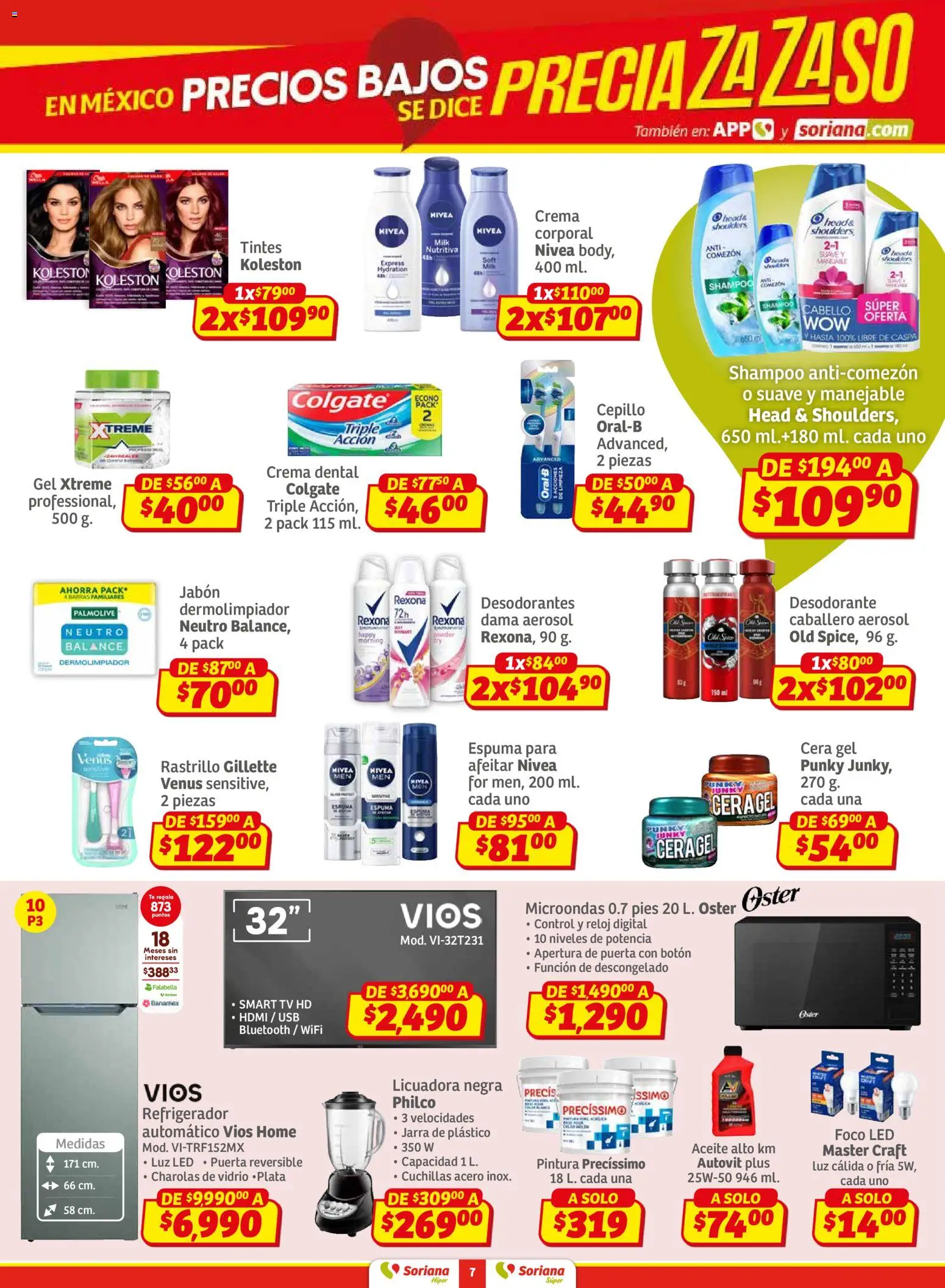 Nuevas ofertas de Soriana válidas en toda la República Mexicana desde el 30.01.2026. ¡Encuentra las mejores ofertas en Soriana - Preciazazaso Híper: Frontera BCN, Son! | Página: 7 | Productos: Refrigerador, Licuadora, Microondas, Té