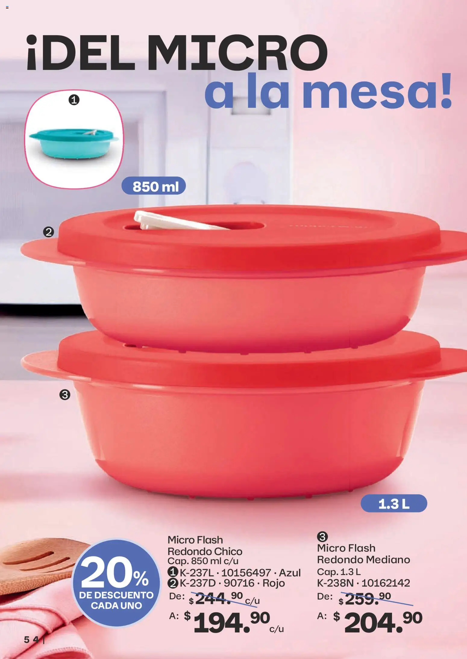 Nuevas ofertas de Tupperware válidas en toda la República Mexicana desde el 23.02.2026. ¡Encuentra las mejores ofertas en Tupperware catálogo! | Página: 54 | Productos: Mesa