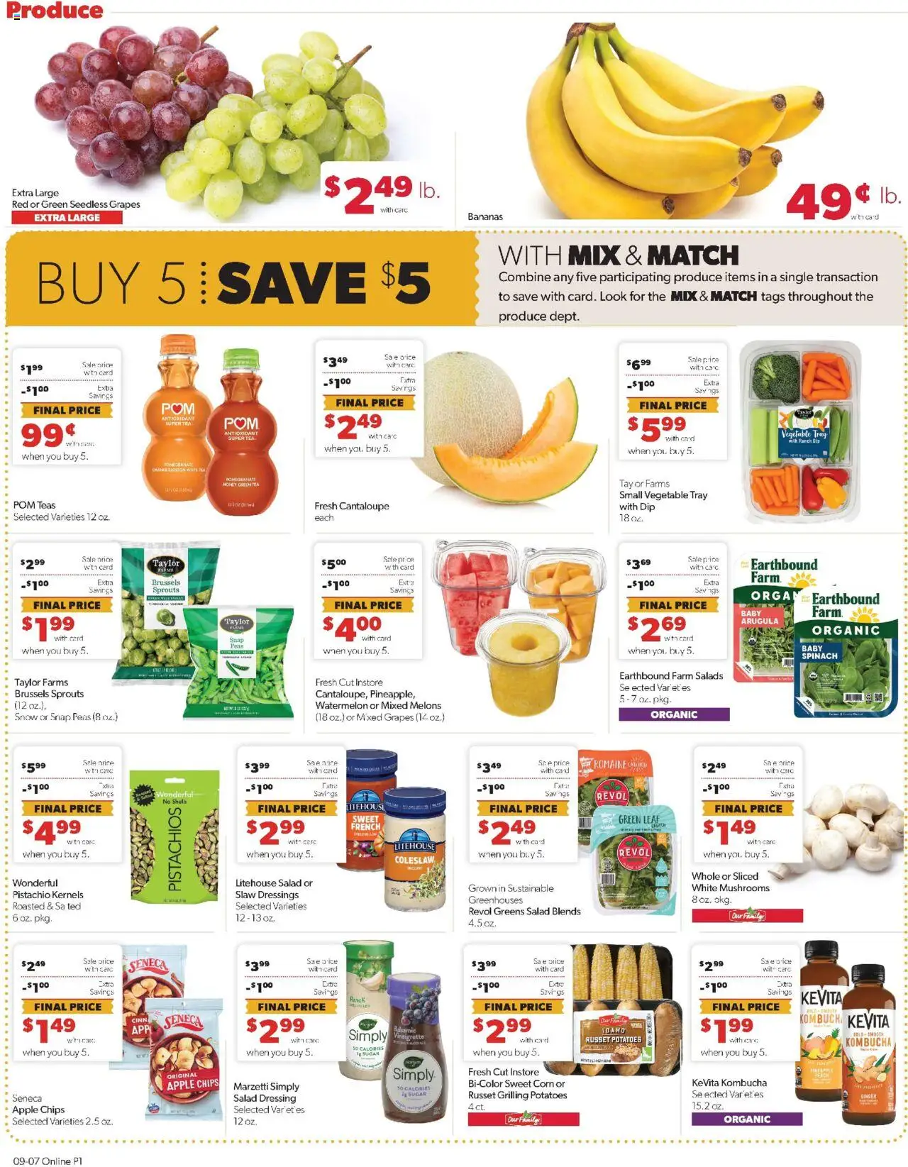 Family Fare Weekly Ad - NE - valid from 07.09.2025 | Page: 5 | Products: Romaine, Bananas, Pineapple, Salad