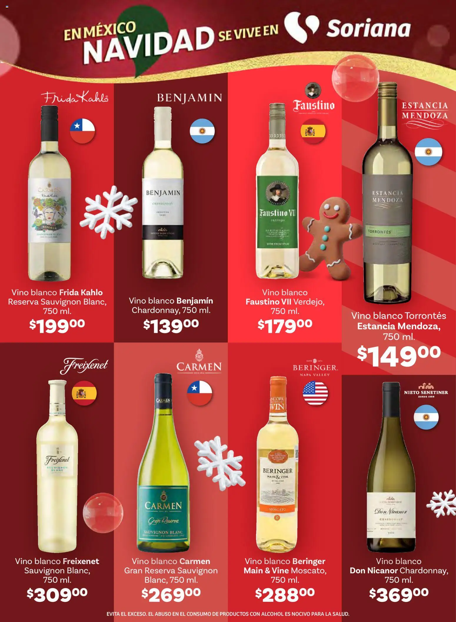 Nuevas ofertas de Soriana válidas en toda la República Mexicana desde el 11.12.2025. ¡Encuentra las mejores ofertas en Soriana - Preciazazaso Híper: Camp, Chia, Oax, Q. Roo, Tab, Yuc! | Página: 50 | Productos: Vino