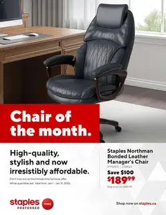 Preview of Staples - Business Flyer - Chair of the month. from shop Staples valid from 01.01.2026