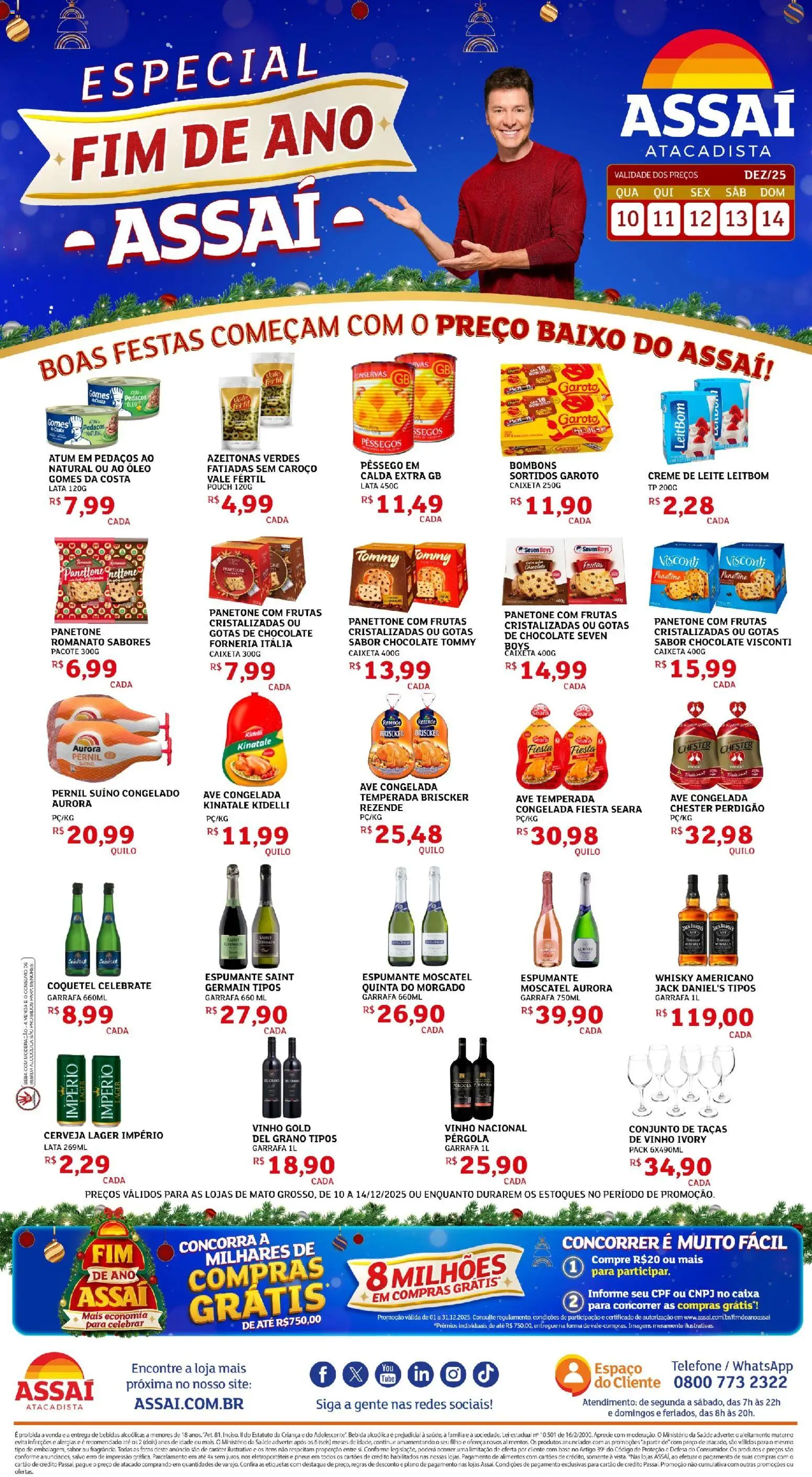 Assaí Atacadista Folheto - válido de 10.12.2025 | Página: 1 | Produtos: Chocolate, Vinho, Cerveja, Telefone