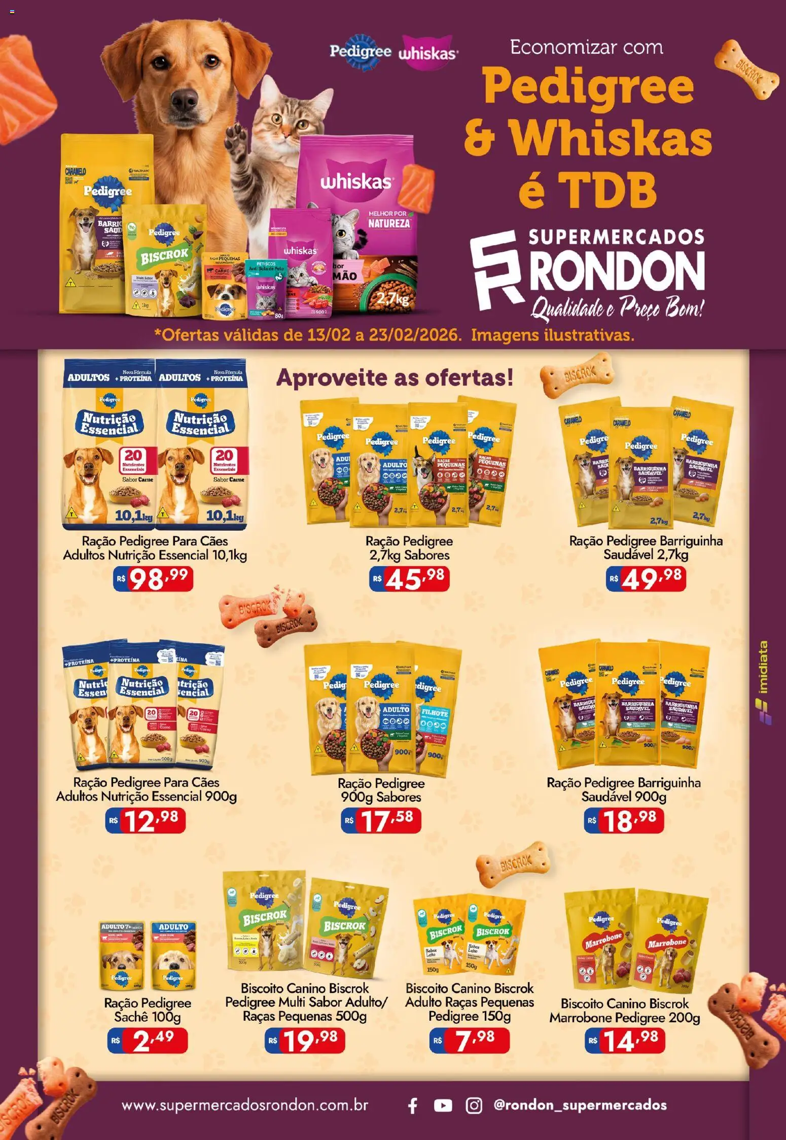 Supermercados Rondon Folheto - válido de 13.02.2026 | Página: 1 | Produtos: Biscoito, Leite, Carne
