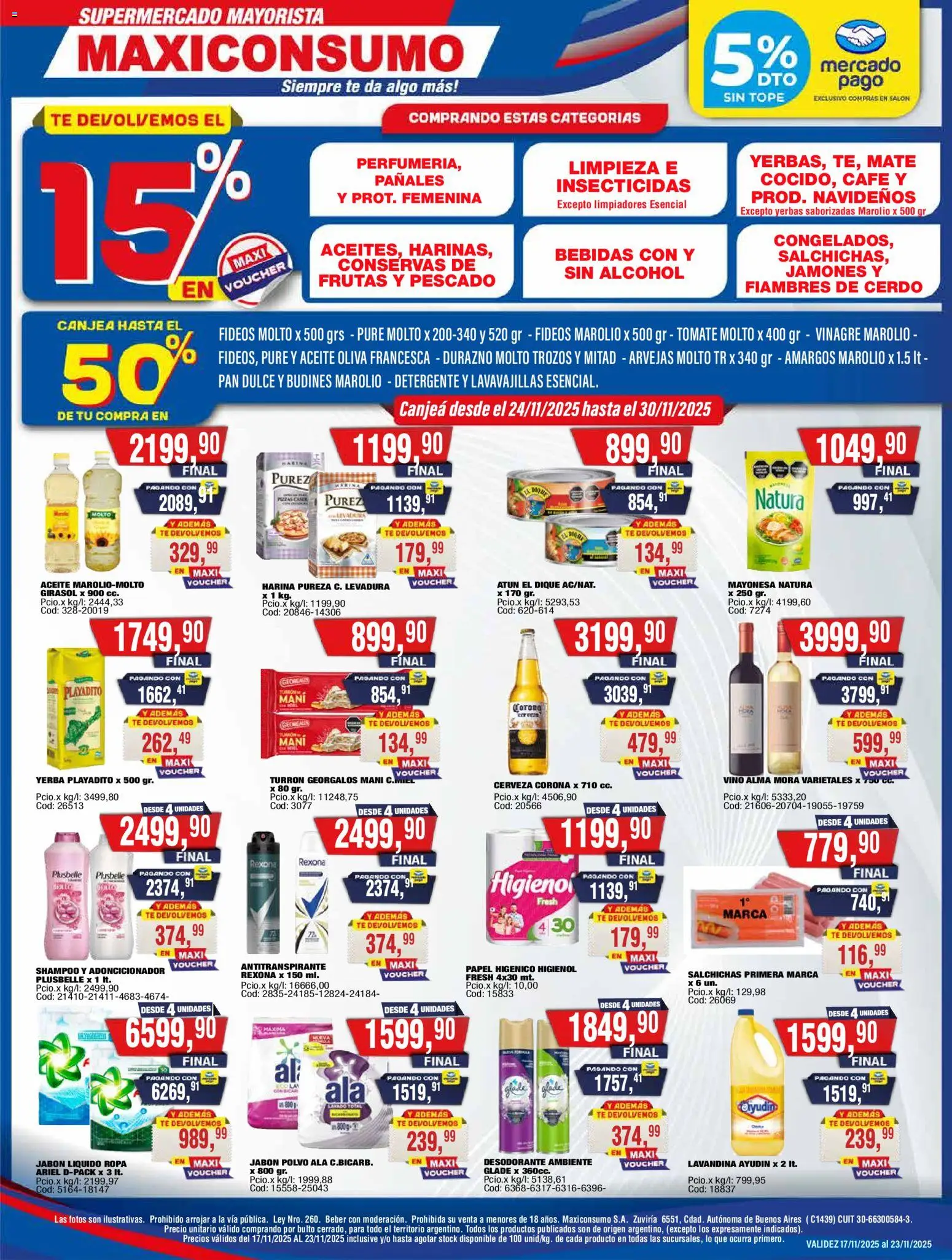 Maxiconsumo ofertas │ válido desde el 24.11.2025 | Página: 1 | Productos: Lavavajillas, Mani, Jabón, Desodorante