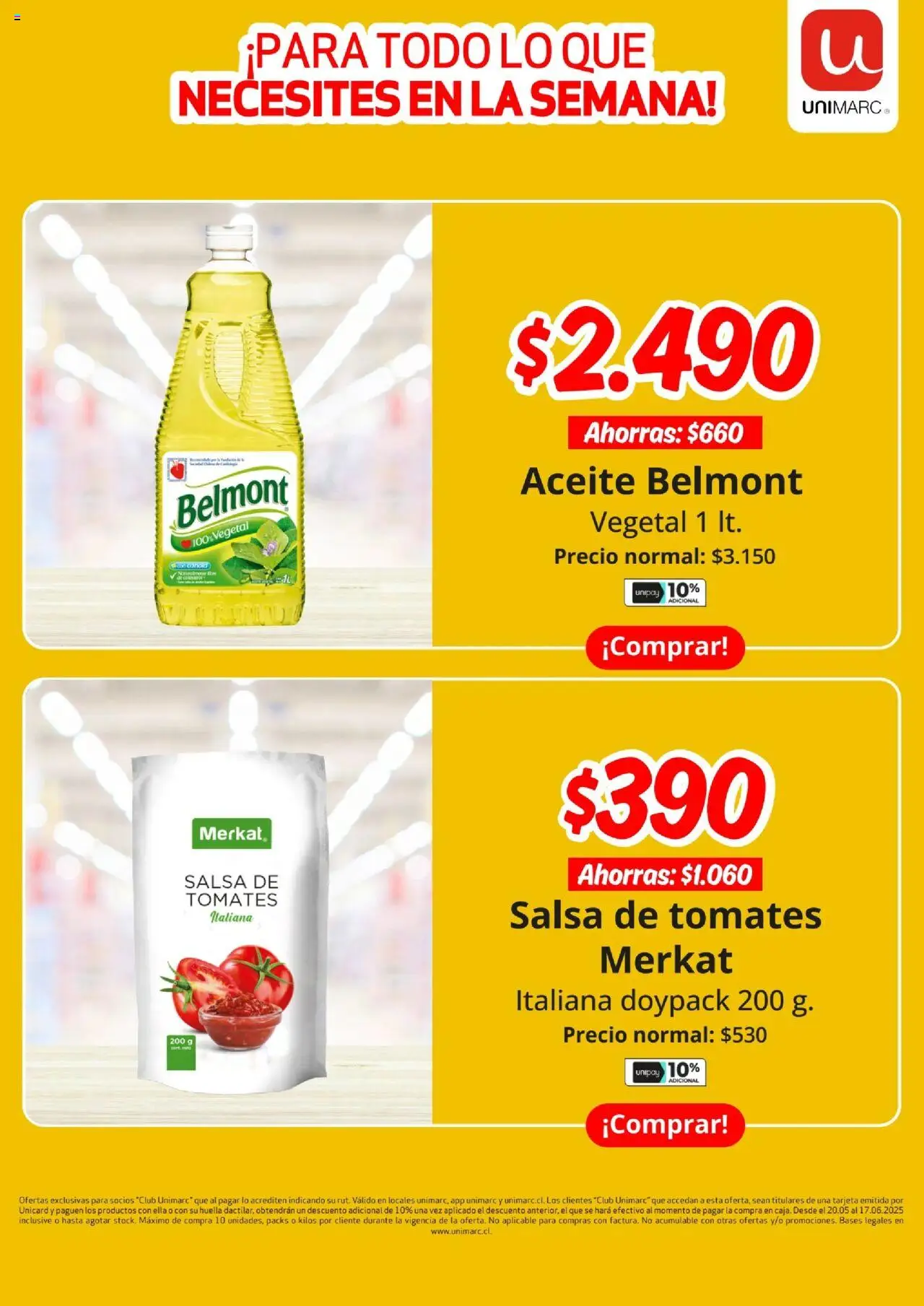 Unimarc Ofertas │ válido desde el 30.05.2025 | Página: 14 | Productos: Tomates, Aceite