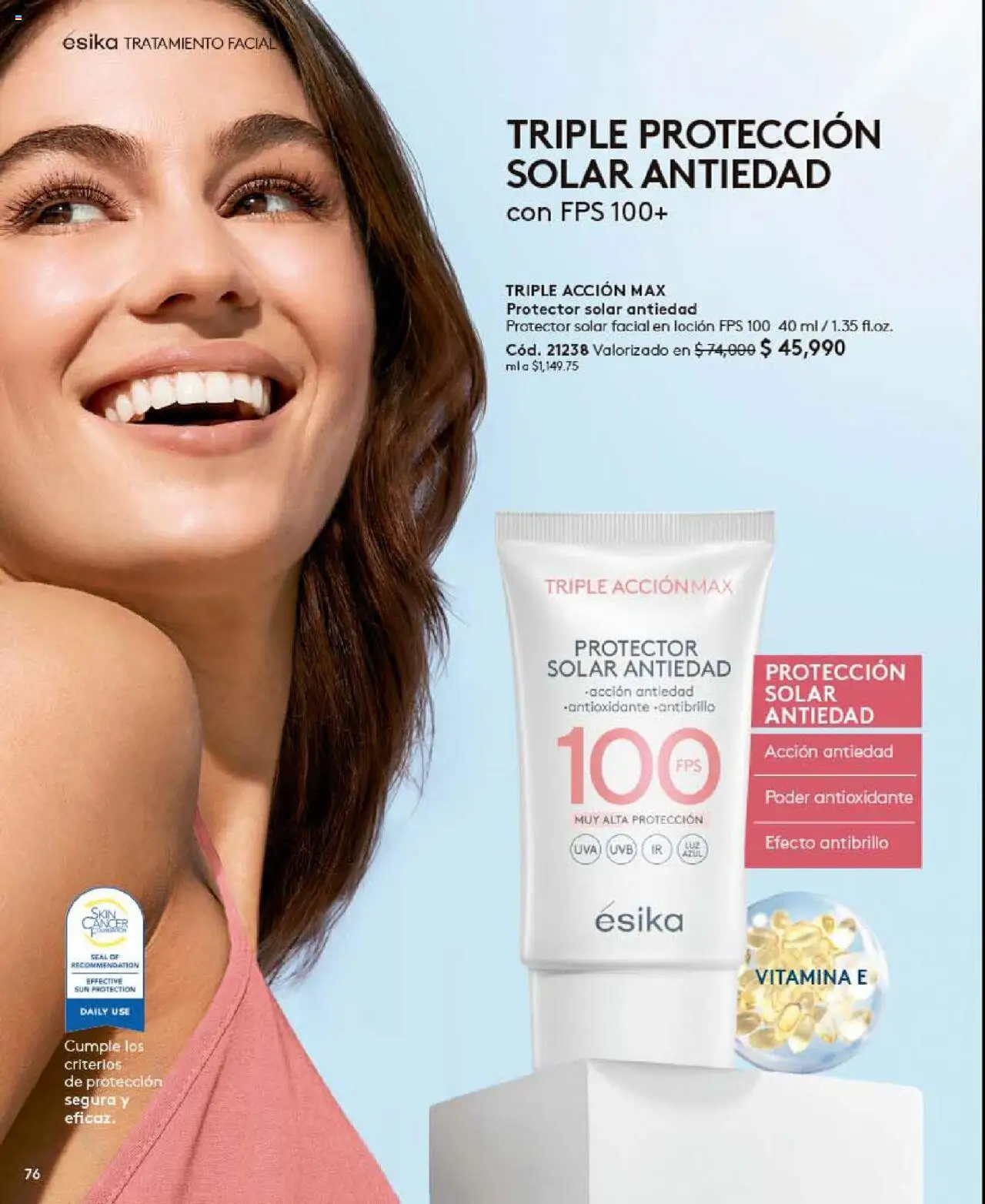 Ésika revista - valida desde el 24.09.2025 | Página: 76 | Productos: Loción, Protector solar