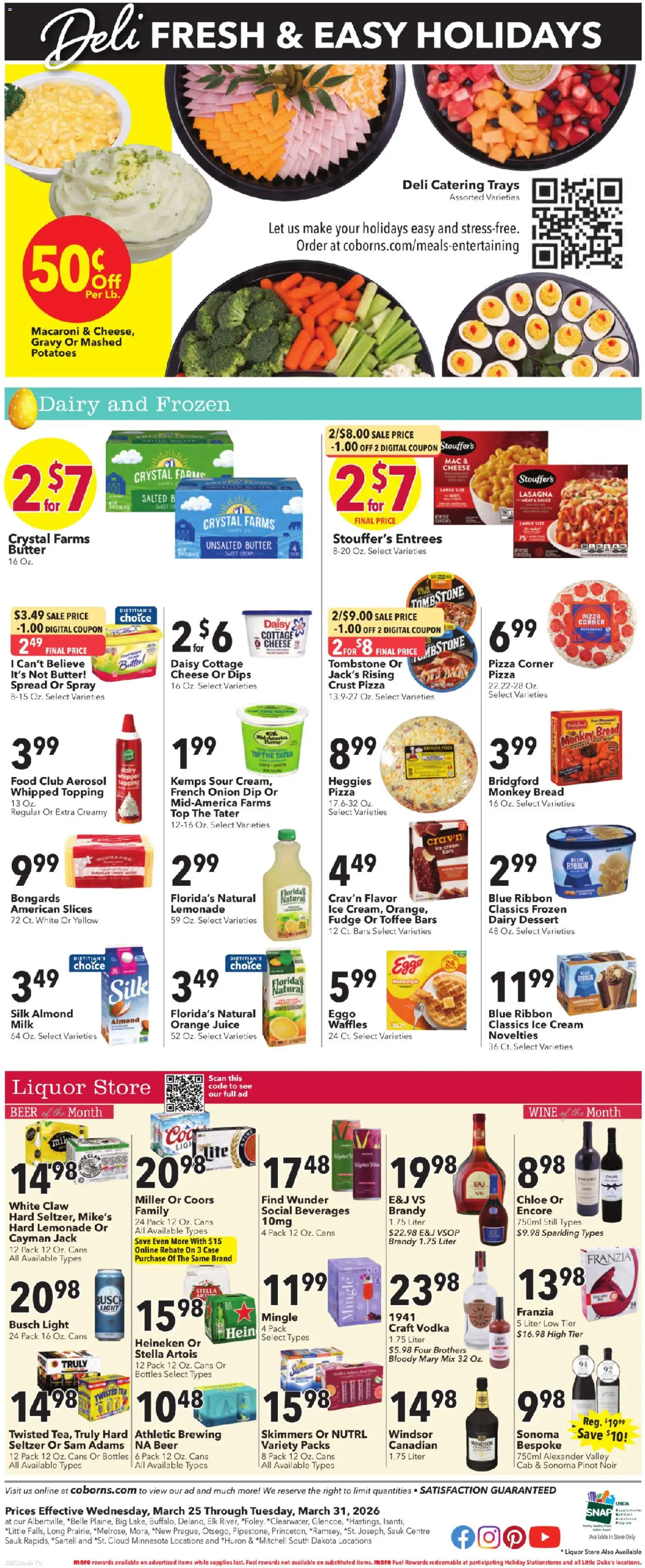 Coborn's Weekly Ad - valid from 25.03.2026 | Page: 8 | Products: Milk, Pizza, Beer, Vodka