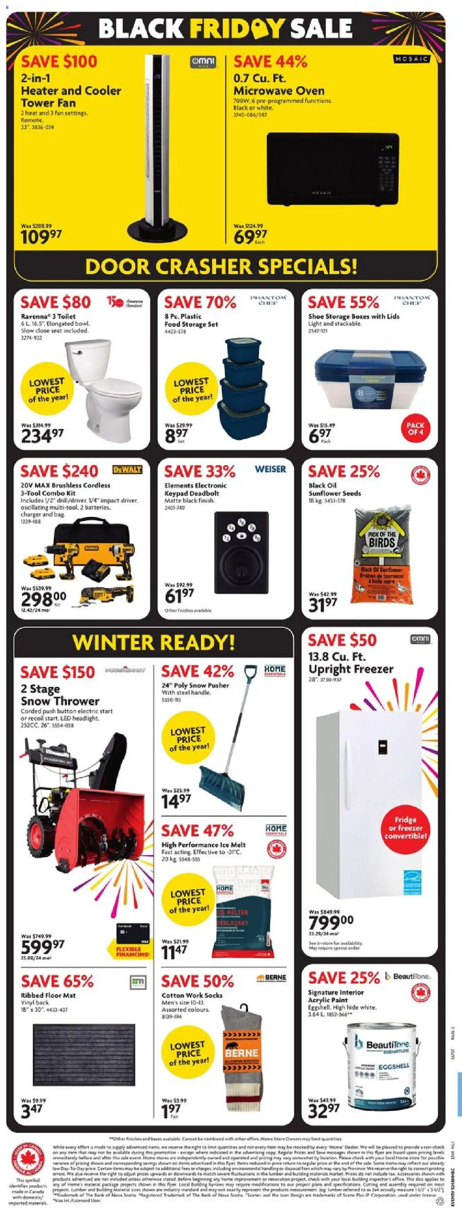 Home Hardware flyer valid from 27.11.2025 | Page: 2 | Products: Oven, Microwave oven, Oil, Socks