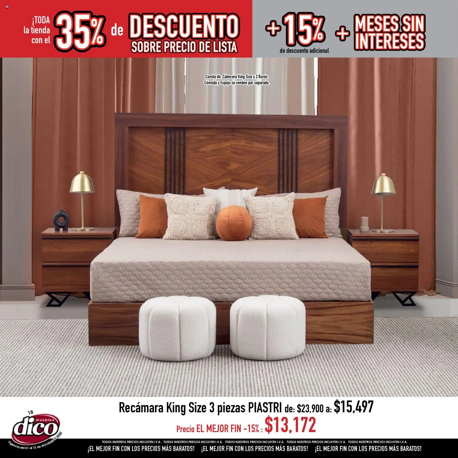 Nuevas ofertas de Muebles Dico válidas en toda la República Mexicana desde el 01.11.2025. ¡Encuentra las mejores ofertas en Muebles Dico Buen Fin ! | Página: 18 | Productos: Cabecera, Espejo, Sobre