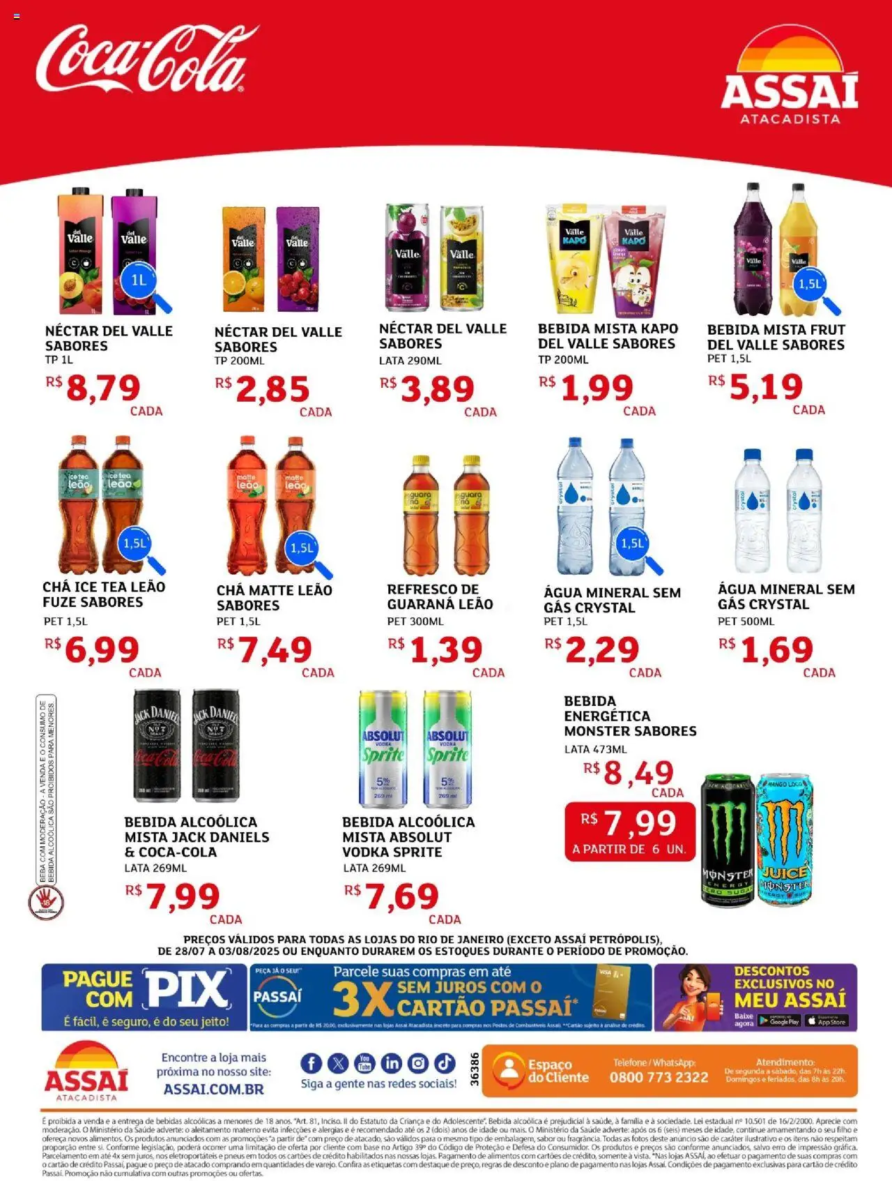 Assaí Atacadista Folheto - válido de 28.07.2025 | Página: 2 | Produtos: Guaraná, Base, Telefone, Monster