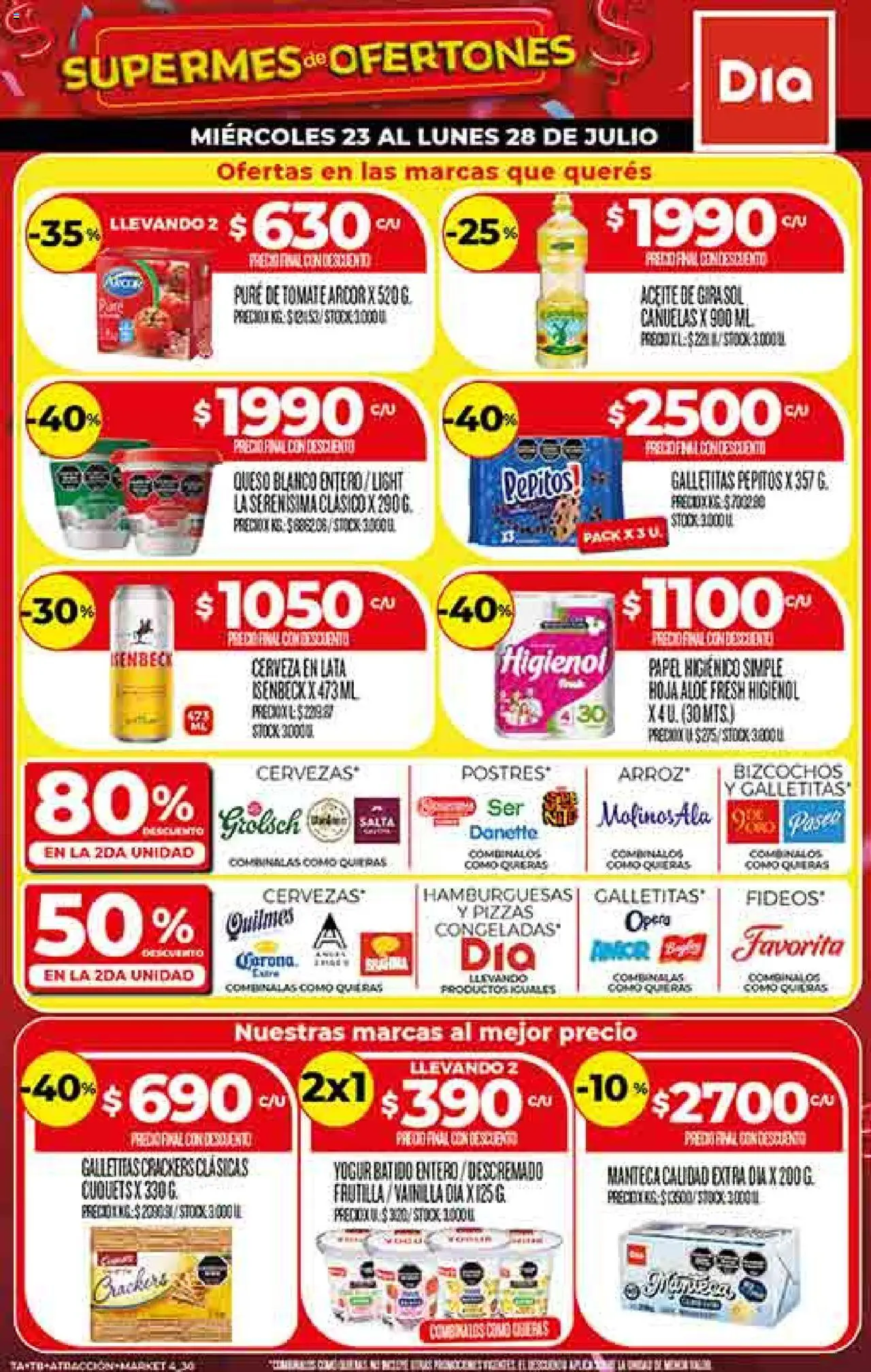 Supermercado DIA Ofertas │ válido desde el 23.07.2025 | Página: 1 | Productos: Papel higiénico, Aceite, Arroz, Fideos