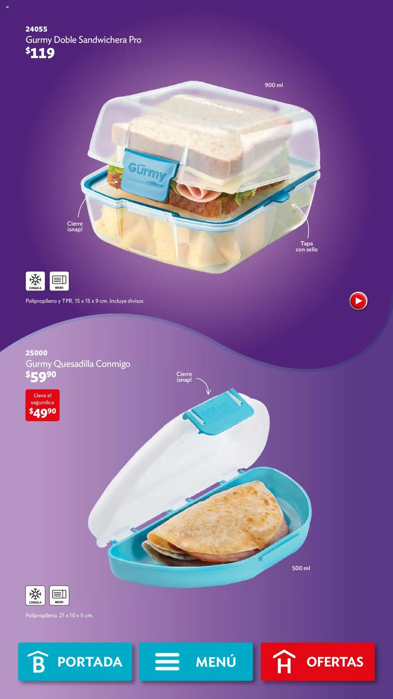 Nuevas ofertas de Betterware válidas en toda la República Mexicana desde el 01.09.2025. ¡Encuentra las mejores ofertas en Betterware - Campaña 9 2025! | Página: 54 | Productos: Sandwichera