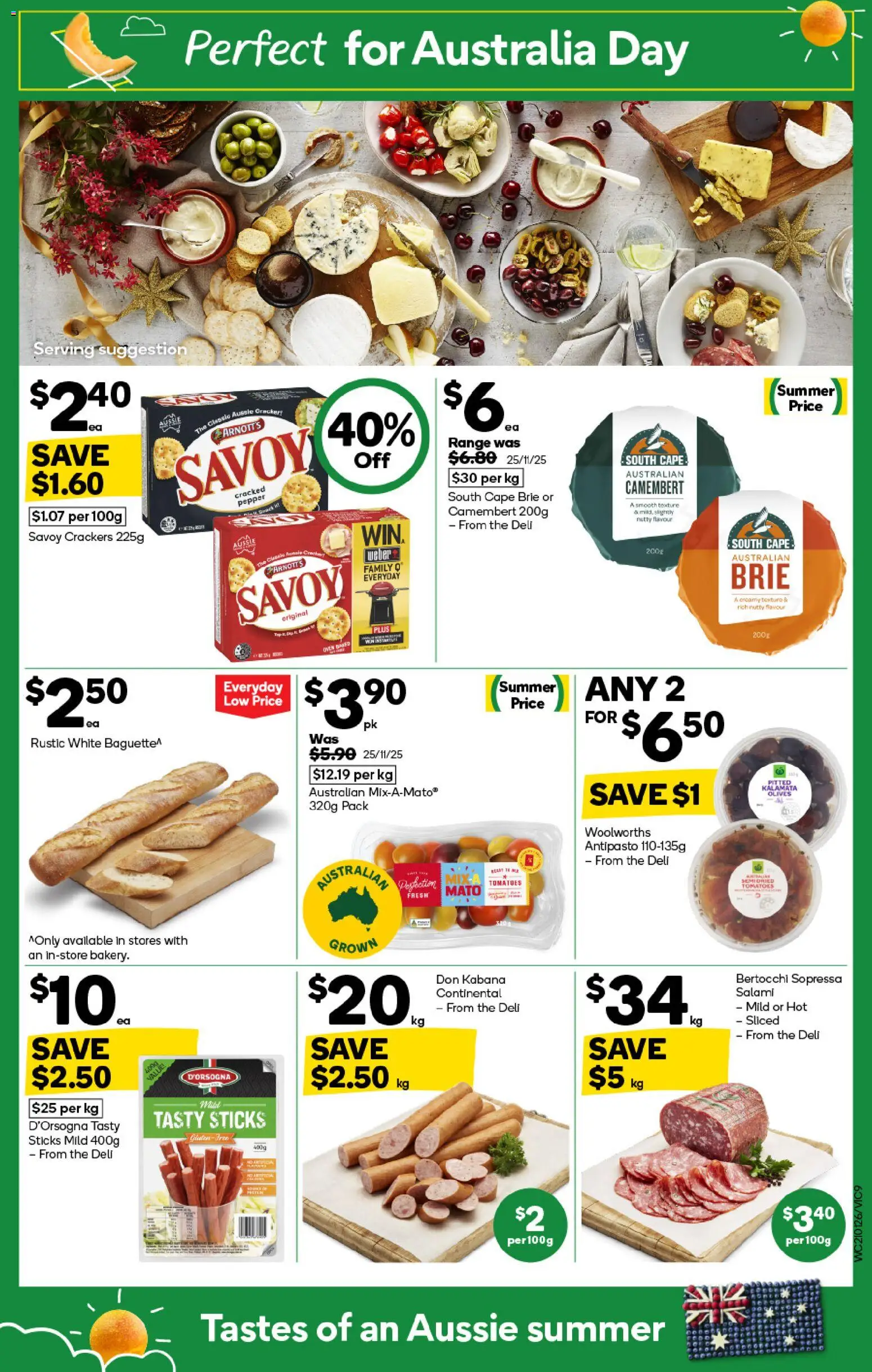 Woolworths catalogue - valid from 21.01.2026 | Page: 9 | Products: Crackers, Tomatoes, Olives, Pepper