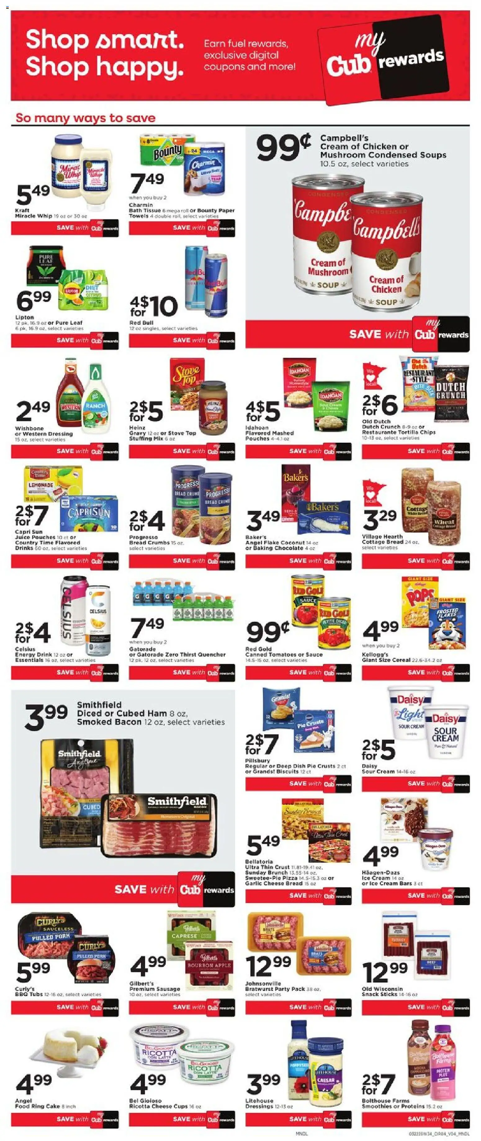 Cub Foods Weekly Ad - valid from 22.03.2026 | Page: 8 | Products: Bread, Chips, Ice cream, Garlic
