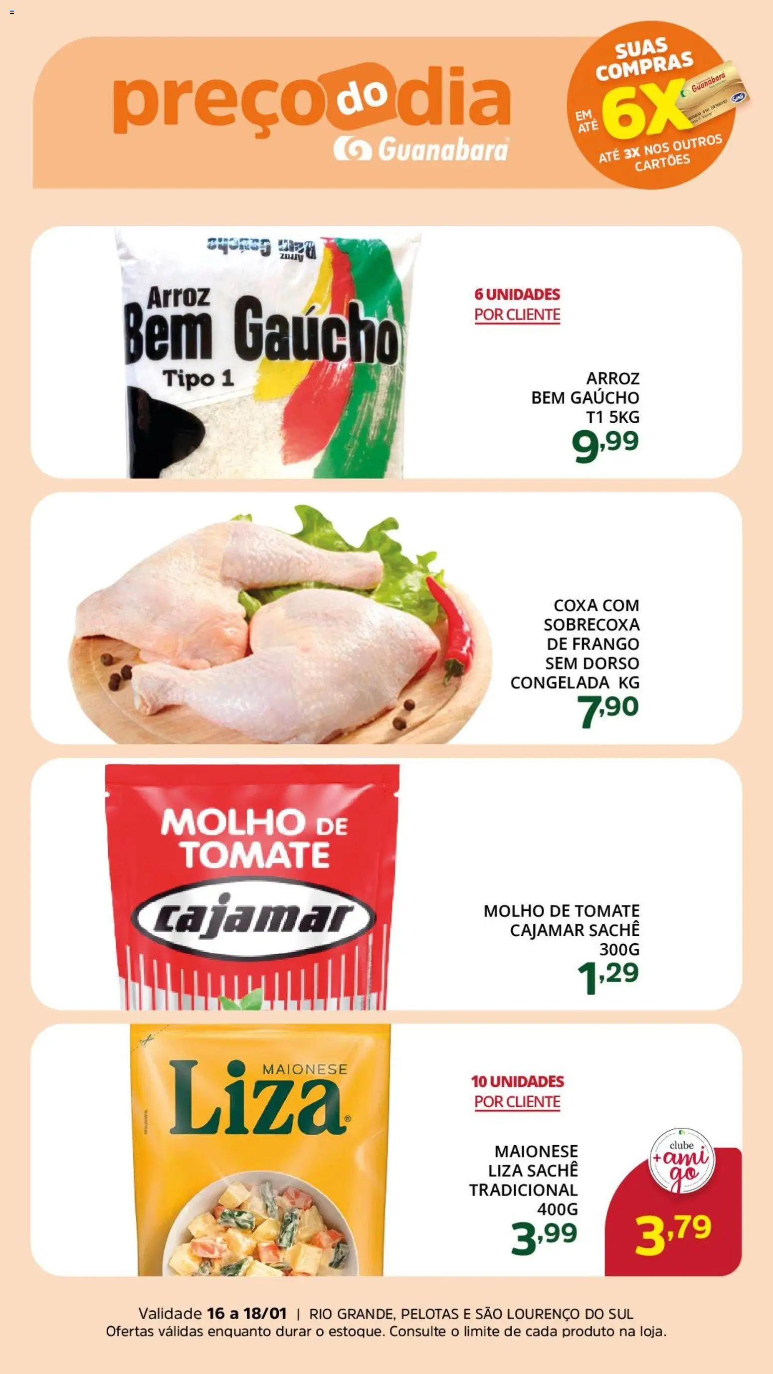 Supermercado Guanabara Folheto - válido de 16.01.2026 | Página: 4 | Produtos: Molho de tomate, Arroz, Frango, Maionese