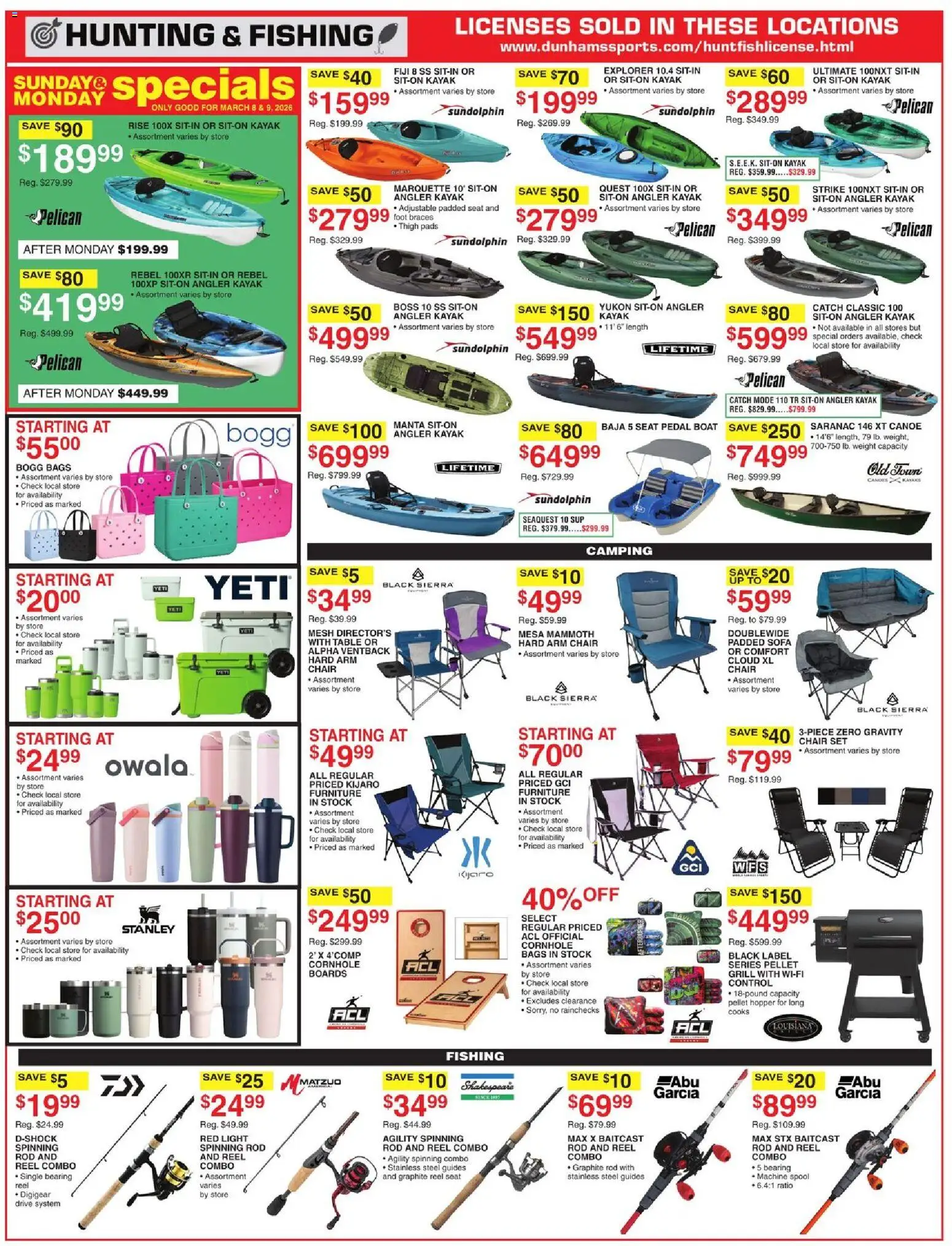 Dunham's Sports Weekly Ad - valid from 07.03.2026 | Page: 9 | Products: Table, Kayak, Canoe, Pads