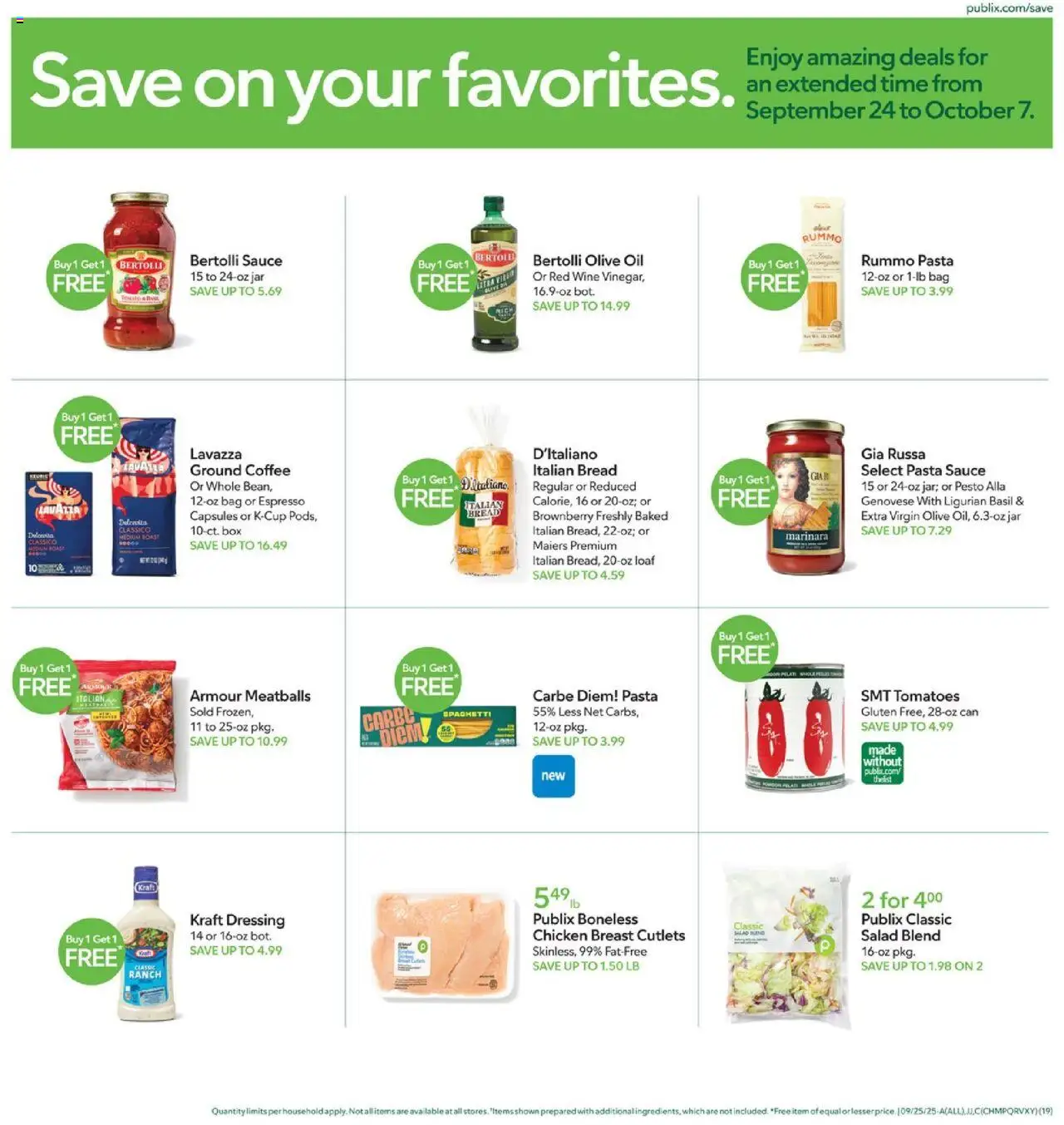 Publix Weekly Ad - valid from 01.10.2025 | Page: 17 | Products: Coffee, Wine, Salad, Sauce