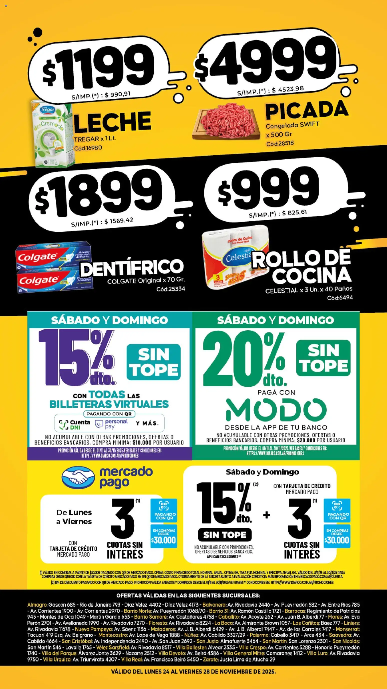 Diarco - Especial Locura De Precios │ válido desde el 24.11.2025 | Página: 2 | Productos: Cocina, Banco, Lima, Leche