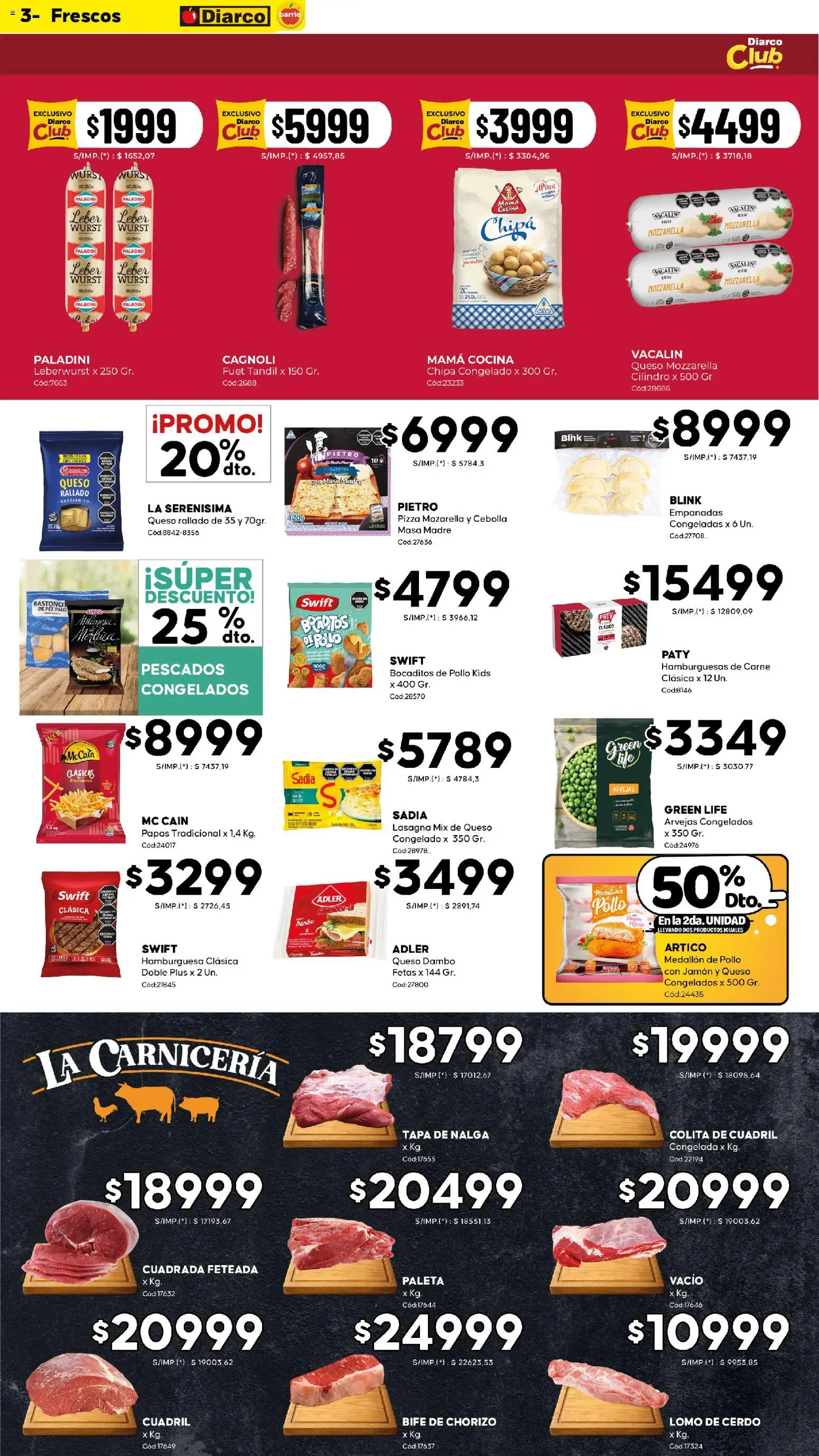 Diarco - Ofertas Diarco Barrio │ válido desde el 23.03.2026 | Página: 3 | Productos: Arvejas, Queso, Chorizo, Jamón