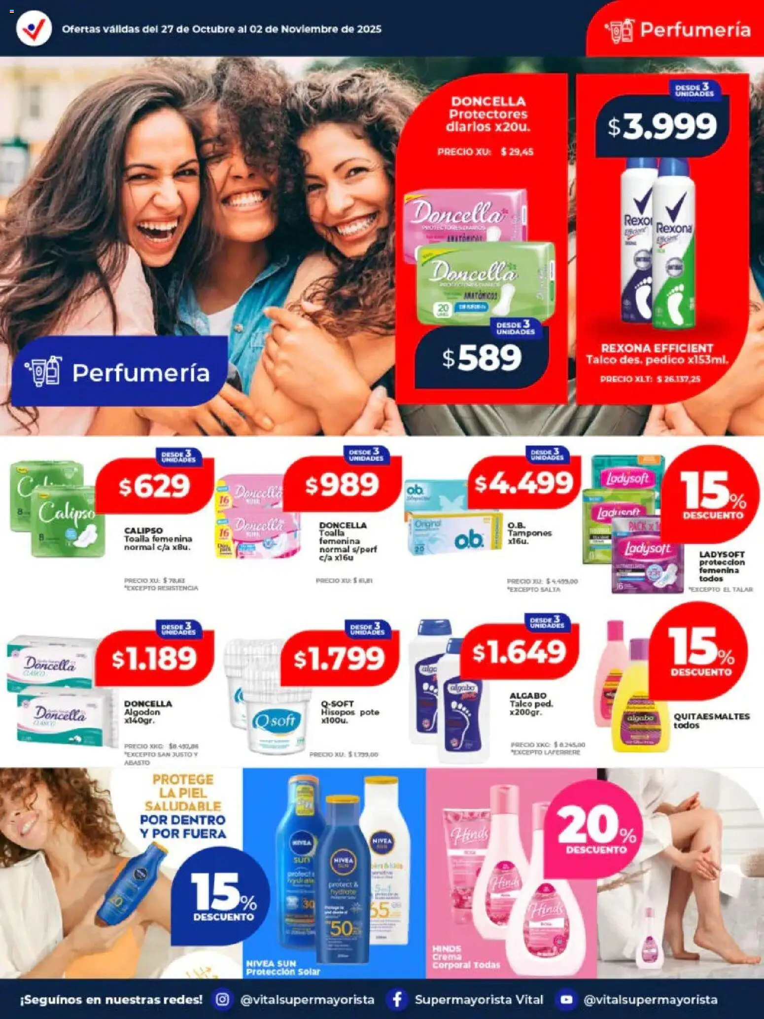 Vital - Ofertas - Villa Ortúzar │ válido desde el 27.10.2025 | Página: 4 | Productos: Toalla, Algodón, Protectores diarios, Crema