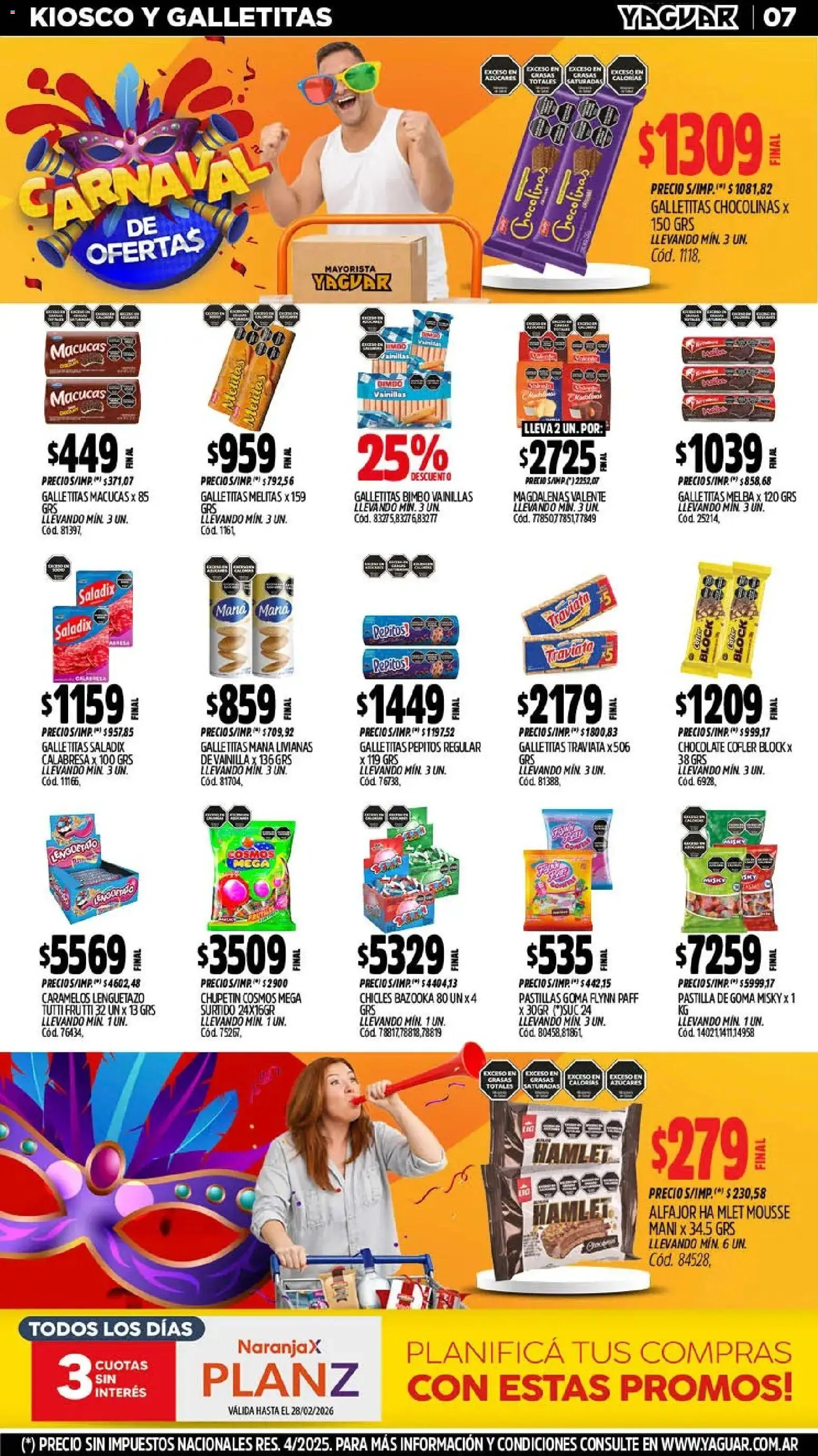 Yaguar - Oferta Semanal Trelew │ válido desde el 16.02.2026 | Página: 7 | Productos: Galletitas, Mani, Mousse, Alfajor