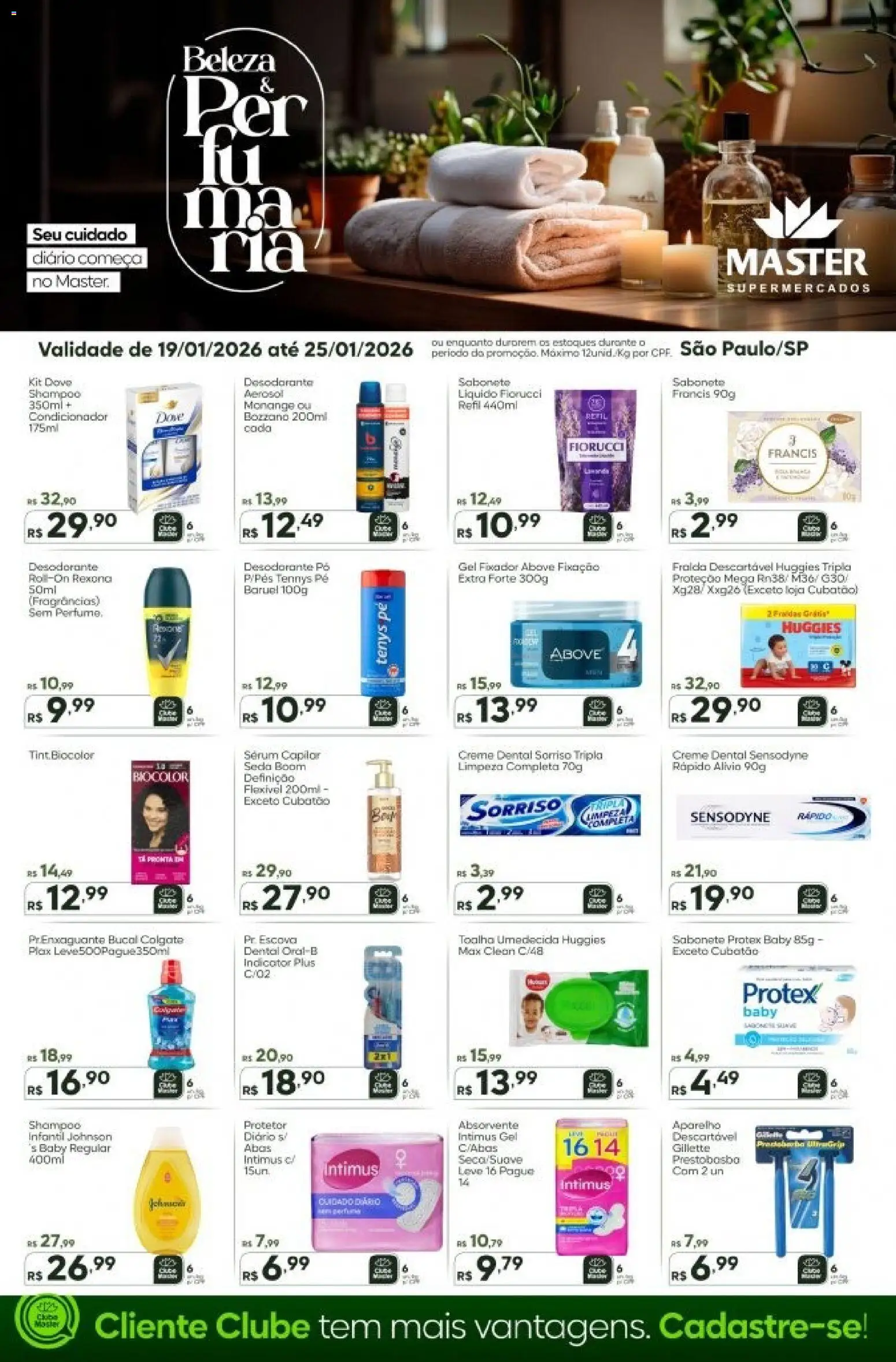 Master Folheto - válido de 19.01.2026 | Página: 1 | Produtos: Desodorante, Sabonete, Toalha umedecida, Fixador