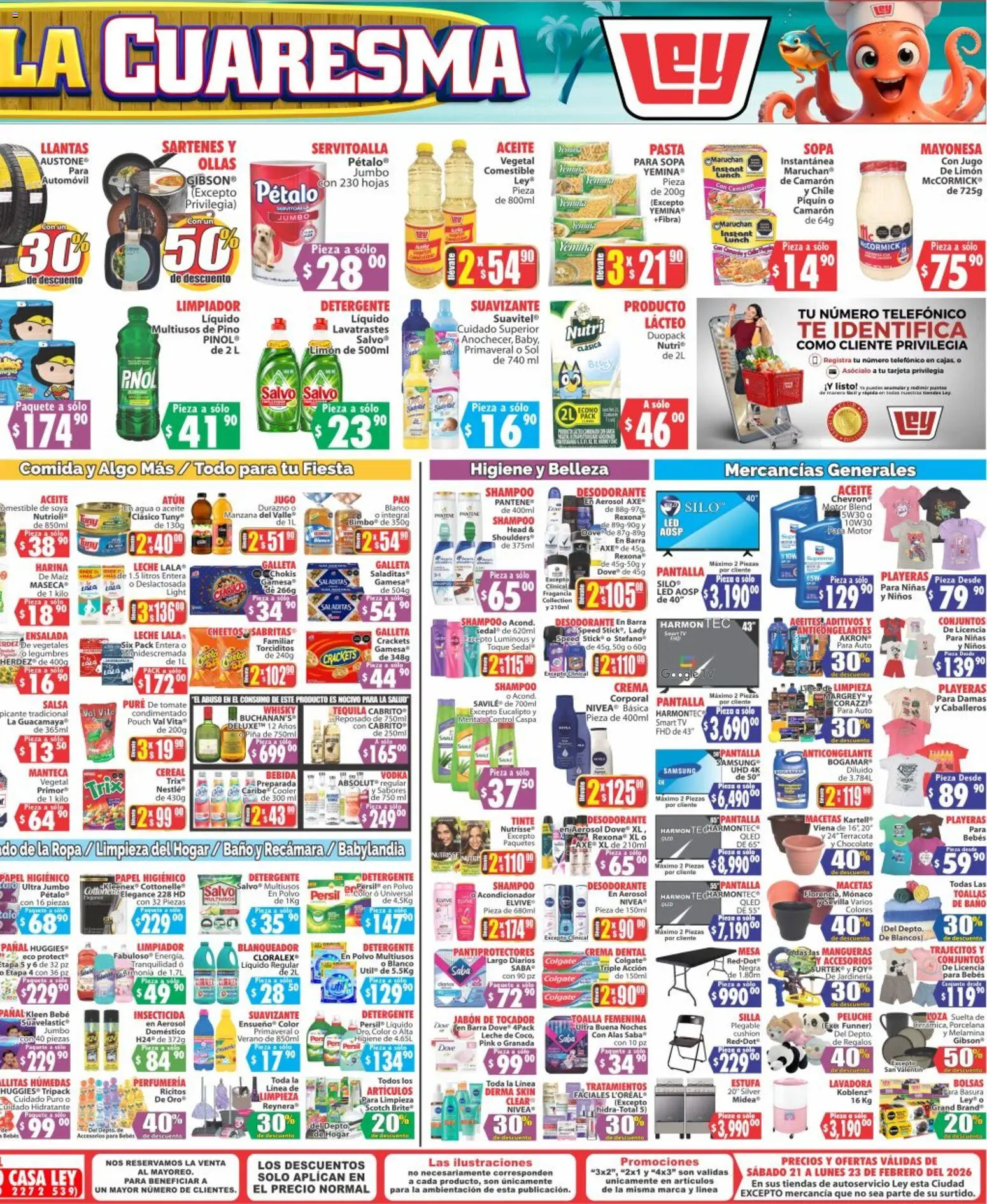 Nuevas ofertas de Casa Ley válidas en toda la República Mexicana desde el 21.02.2026. ¡Encuentra las mejores ofertas en Casa Ley folleto Autoservicio La Paz, BCS! | Página: 2 | Productos: Harina, Mayonesa, Tequila, Suavizante