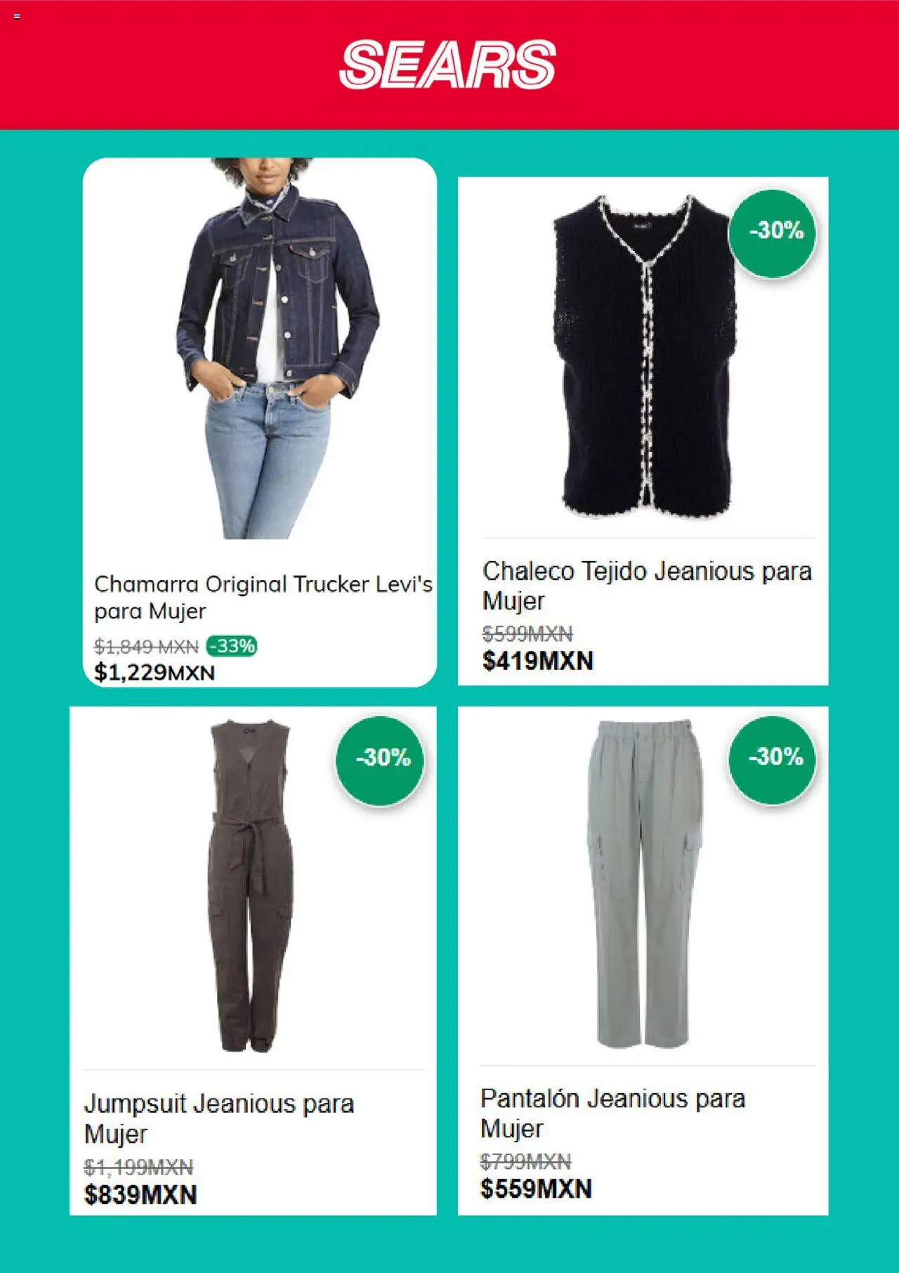 Nuevas ofertas de Sears válidas en toda la República Mexicana desde el 11.08.2025. ¡Encuentra las mejores ofertas en Sears - Hot Sale! | Página: 2 | Productos: Chaleco, Chamarra