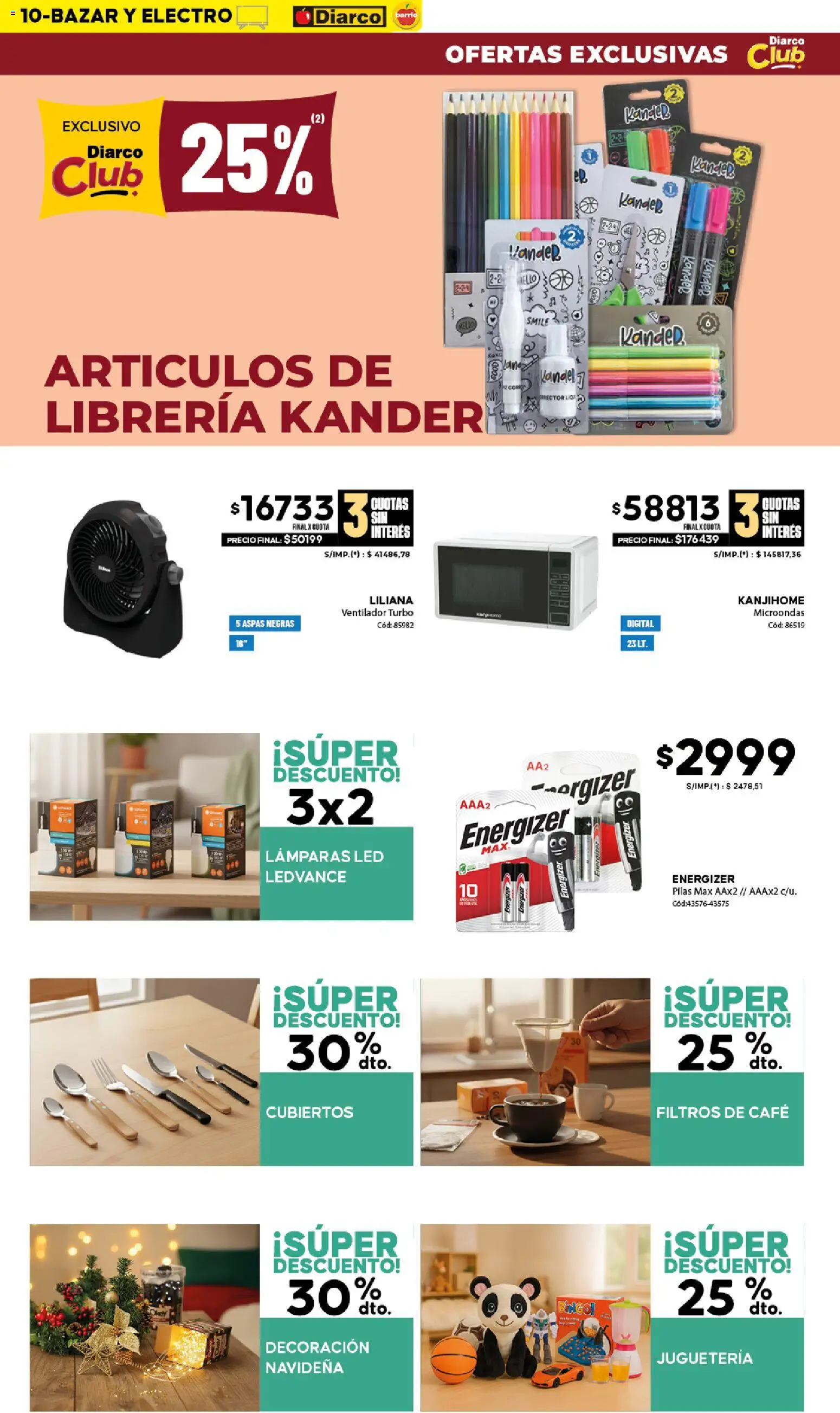 Diarco - Ofertas Diarco Barrio │ válido desde el 15.12.2025 | Página: 10 | Productos: Ventilador, Pilas, Microondas, Café