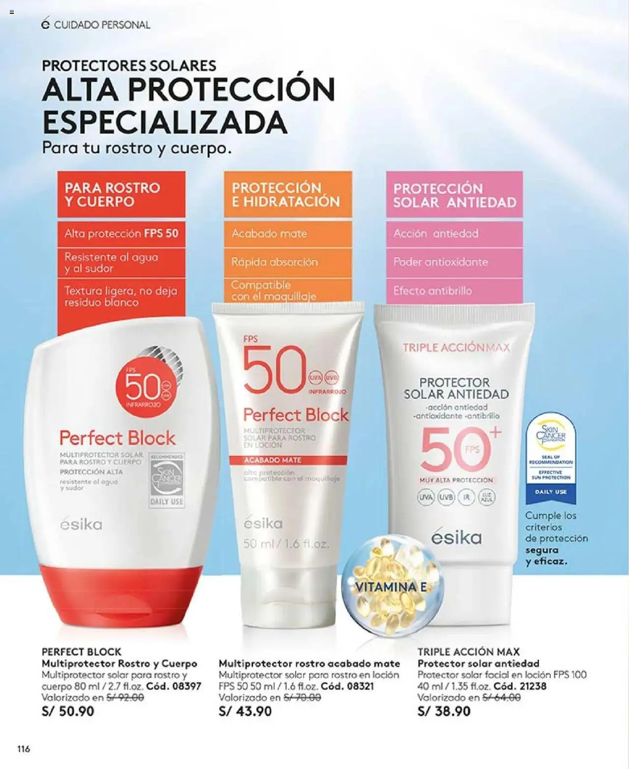 Catálogo Ésika válido desde 29.07.2025 | Página: 116 | Productos: Protector solar, Maquillaje
