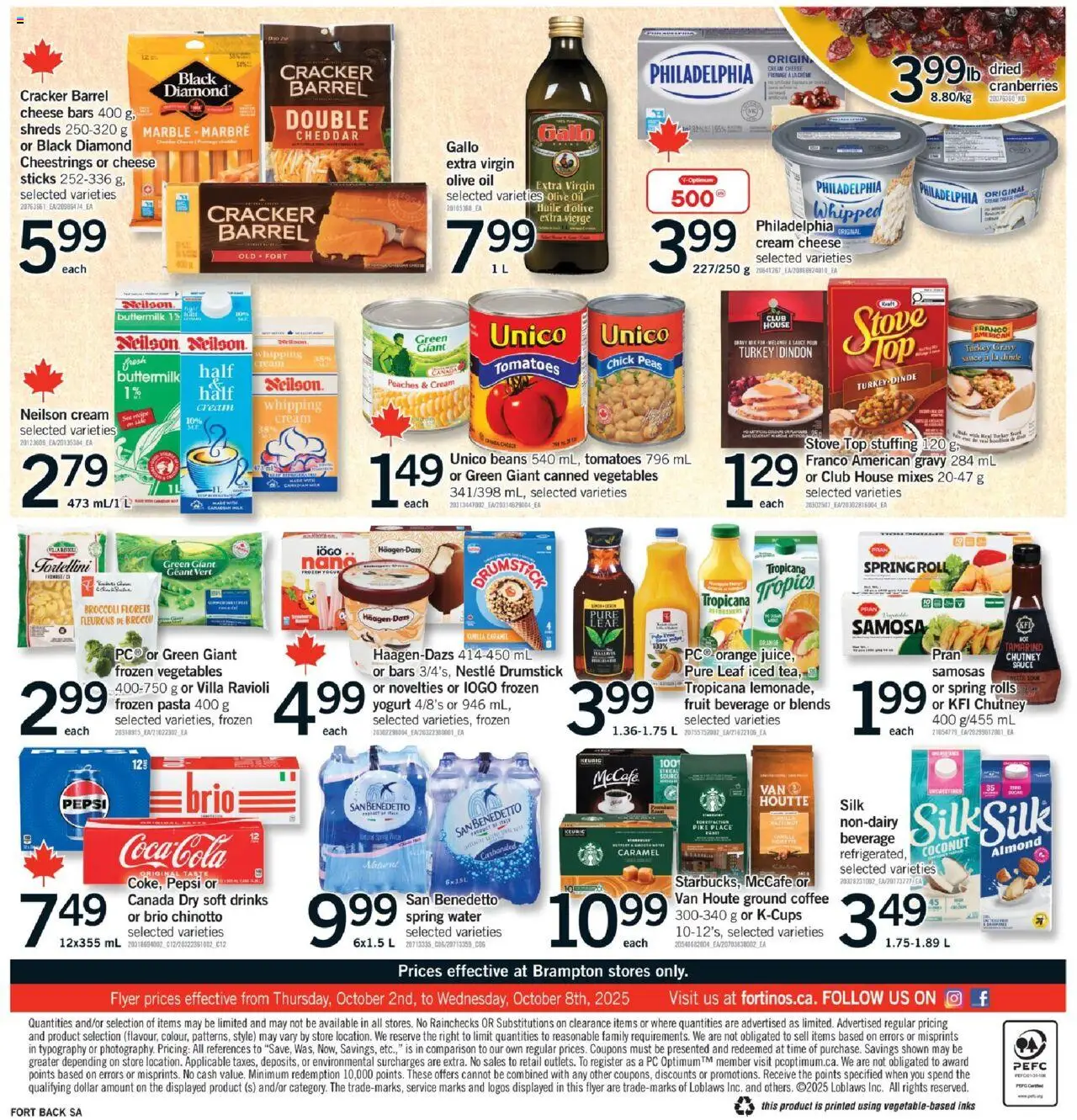 Fortinos flyer valid from 02.10.2025 | Page: 2 | Products: Pasta, PC, Turkey, Oil