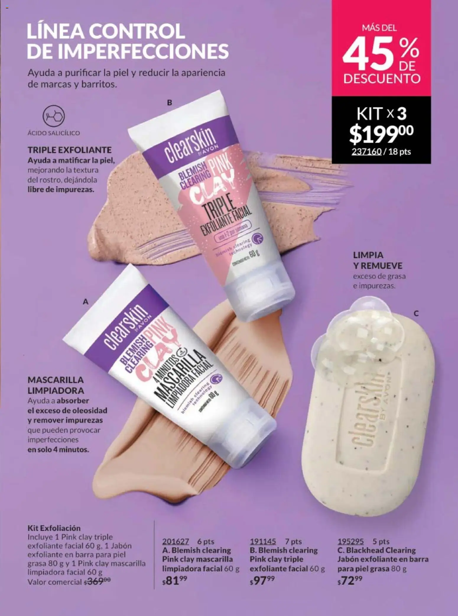 Nuevas ofertas de AVON válidas en toda la República Mexicana desde el 30.01.2026. ¡Encuentra las mejores ofertas en AVON campaña 3 2026! | Página: 161 | Productos: Exfoliante facial, Barra, Mascarilla, Jabón