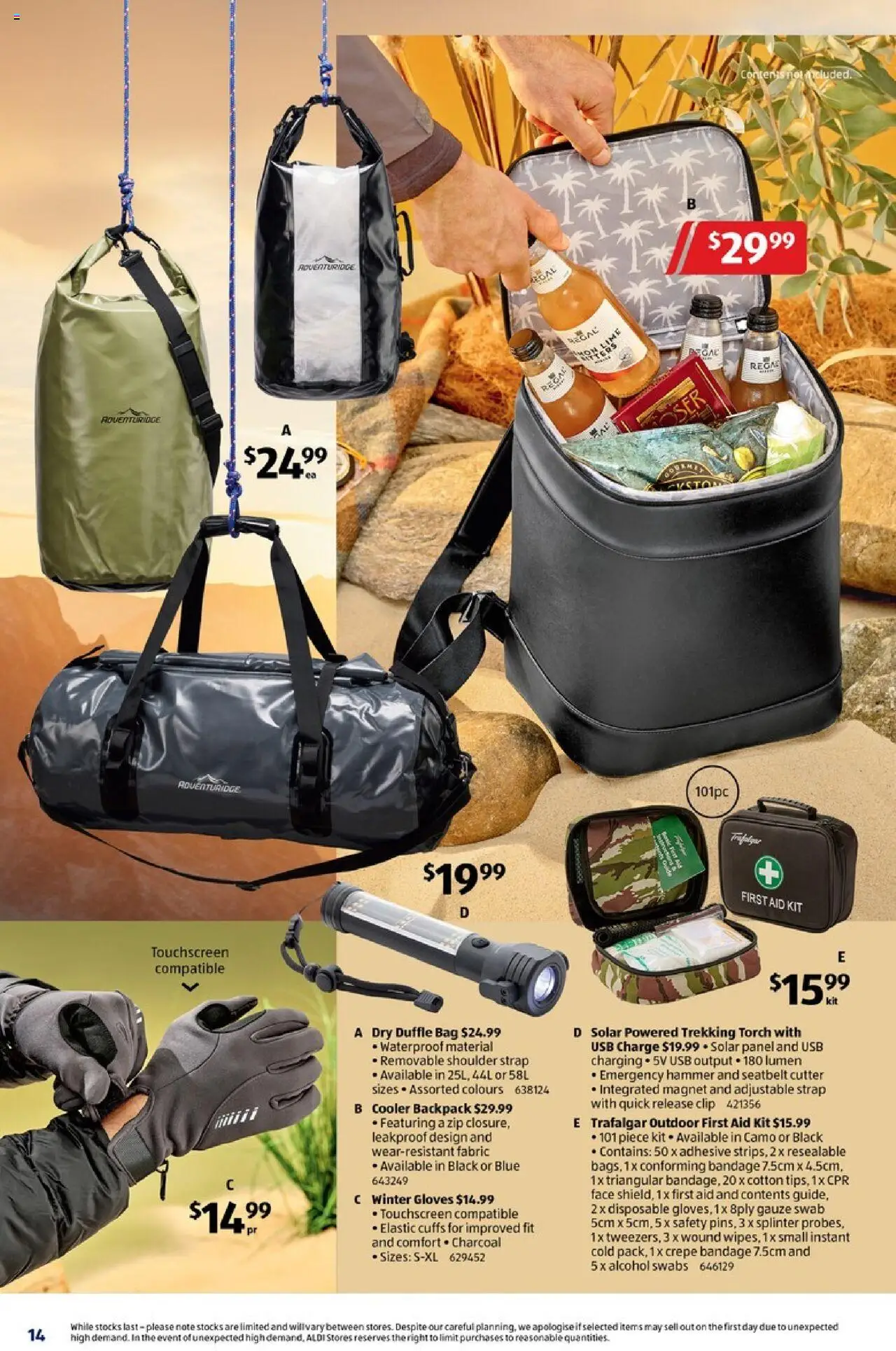 Aldi catalogue - valid from 02.07.2025 | Page: 14 | Products: Gloves, Bag, Usb, Torch