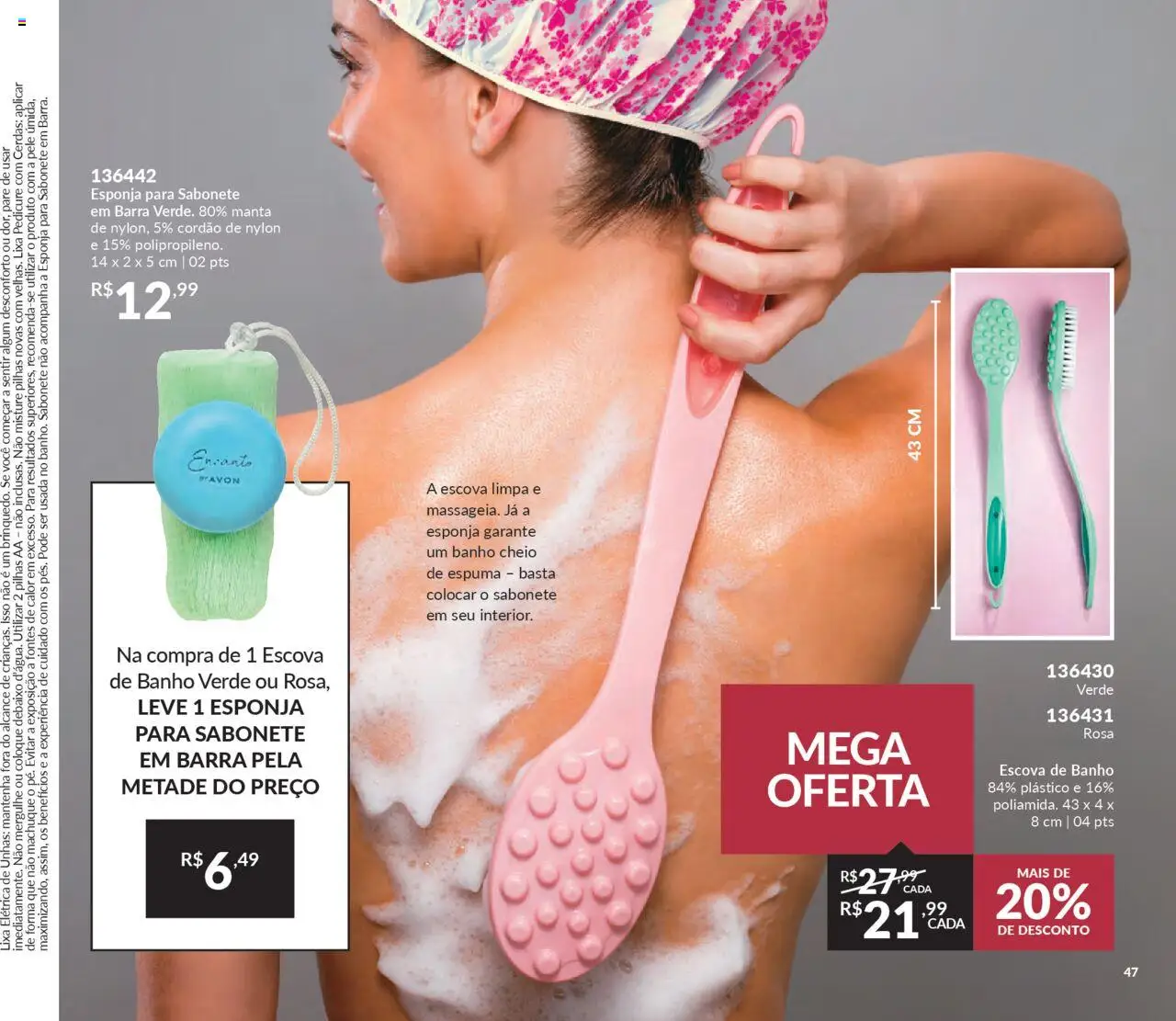 Avon Folheto - válido de 13.06.2025 | Página: 47 | Produtos: Escova, Pilhas, Sabonete, Lixa