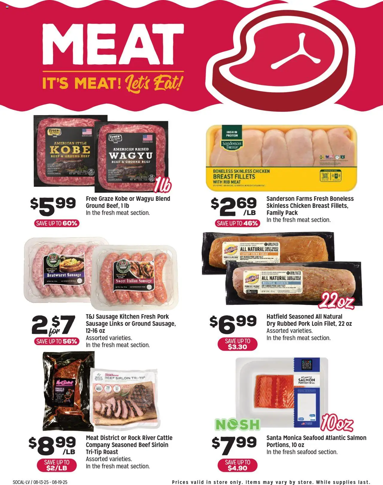 Grocery Outlet Weekly - CA - valid from 13.08.2025 | Page: 4 | Products: Pork, Beef, Sugar, Sausage