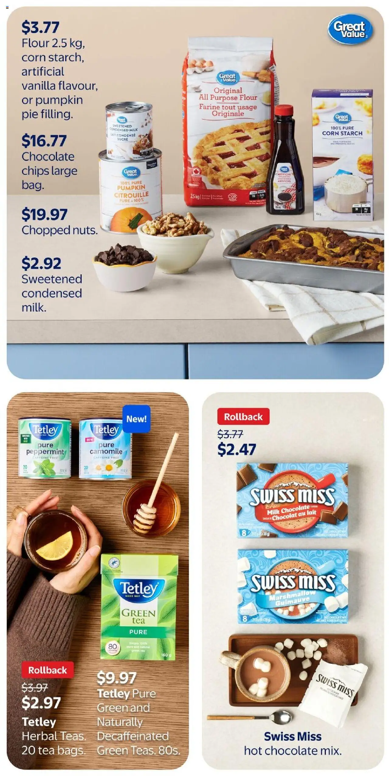 Walmart flyer valid from 25.09.2025 | Page: 9 | Products: Tea, Chips, Chocolate, Pumpkin