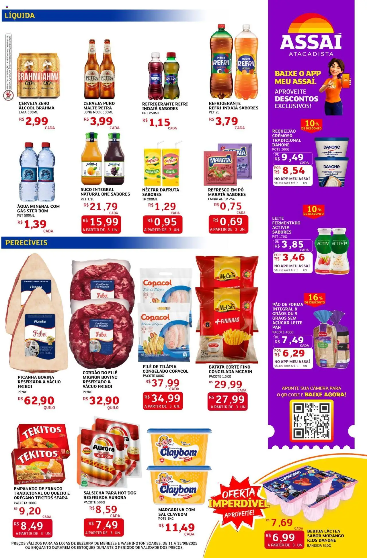 Assaí Atacadista Folheto - válido de 11.08.2025 | Página: 3 | Produtos: Filé mignon, Leite, Bandeja, Requeijão